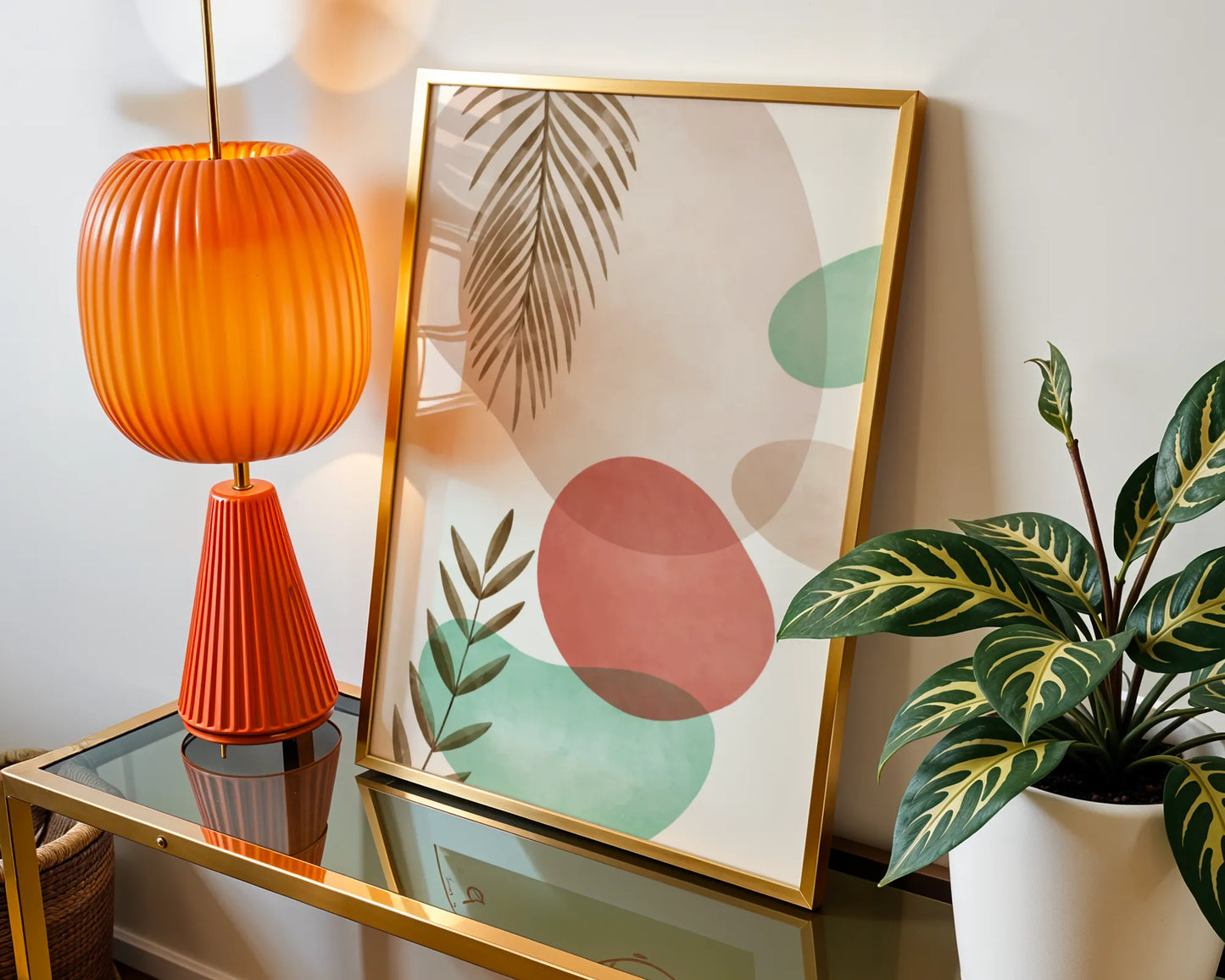 Bohemien Leaves, Watercolor, Modern Wall Painting