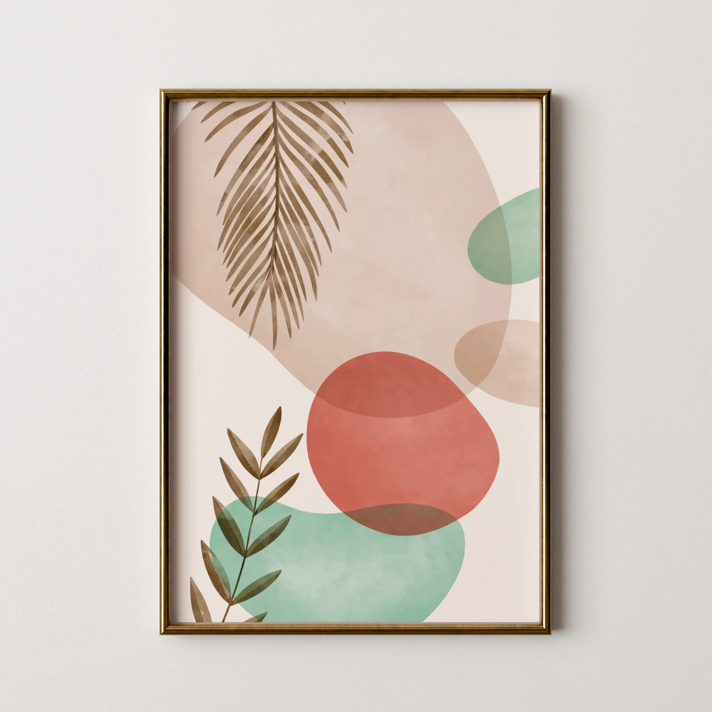 Bohemien Leaves, Watercolor, Modern Wall Painting