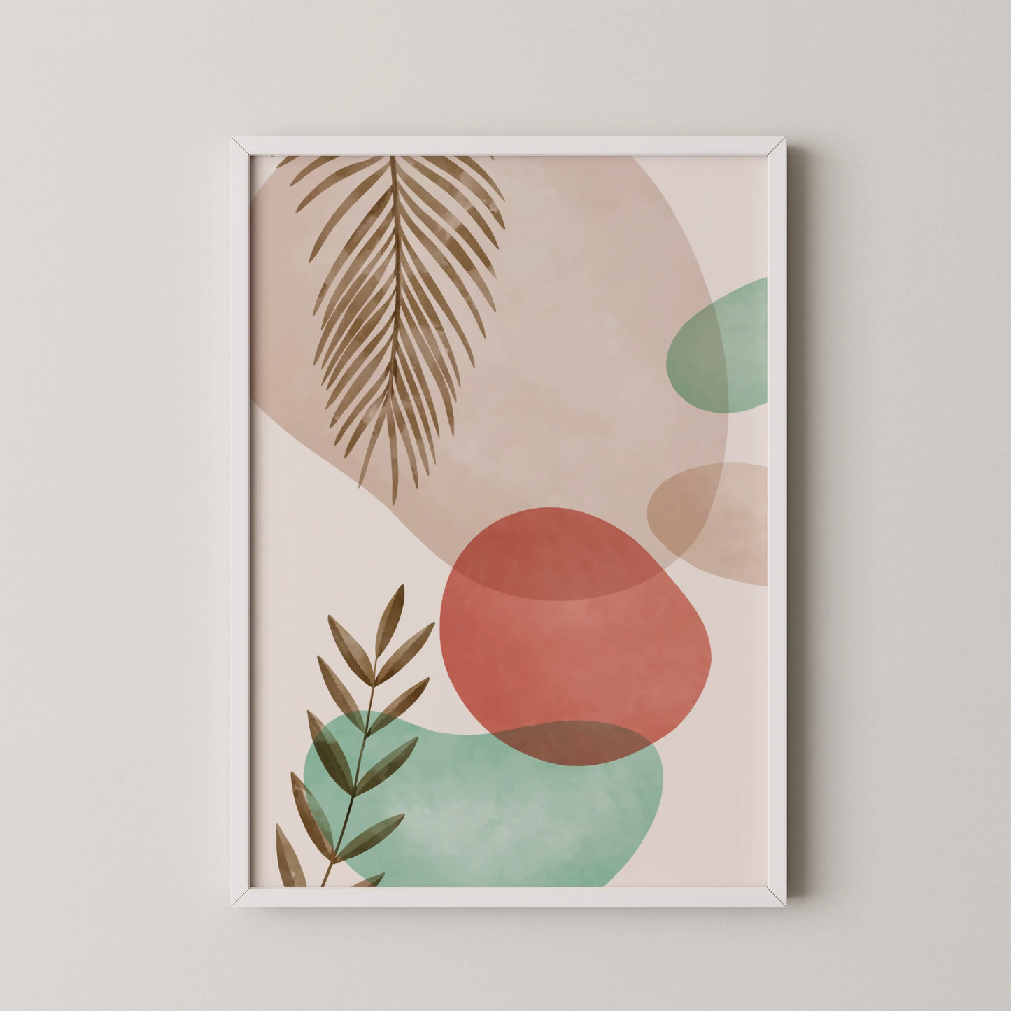 Bohemien Leaves, Watercolor, Modern Wall Painting