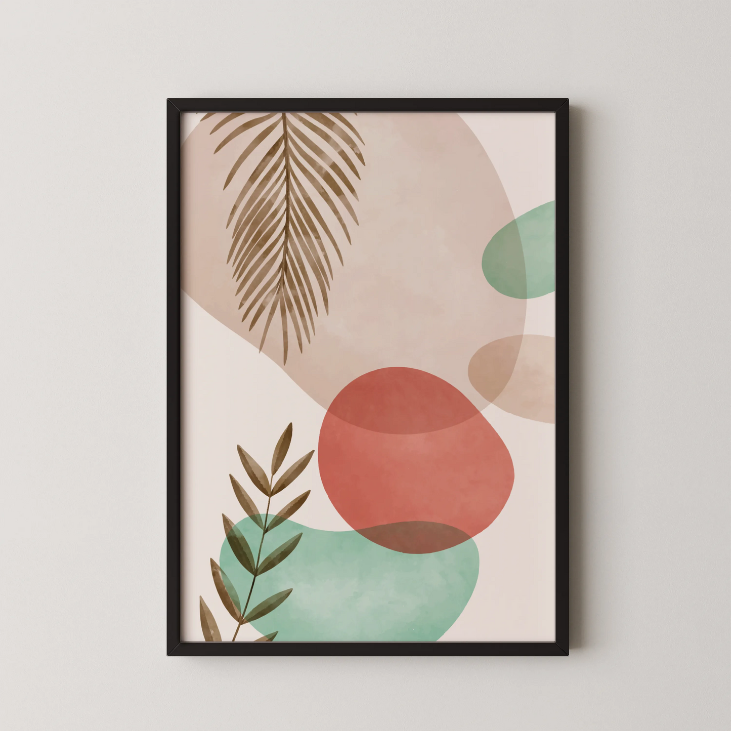 Bohemien Leaves, Watercolor, Modern Wall Painting