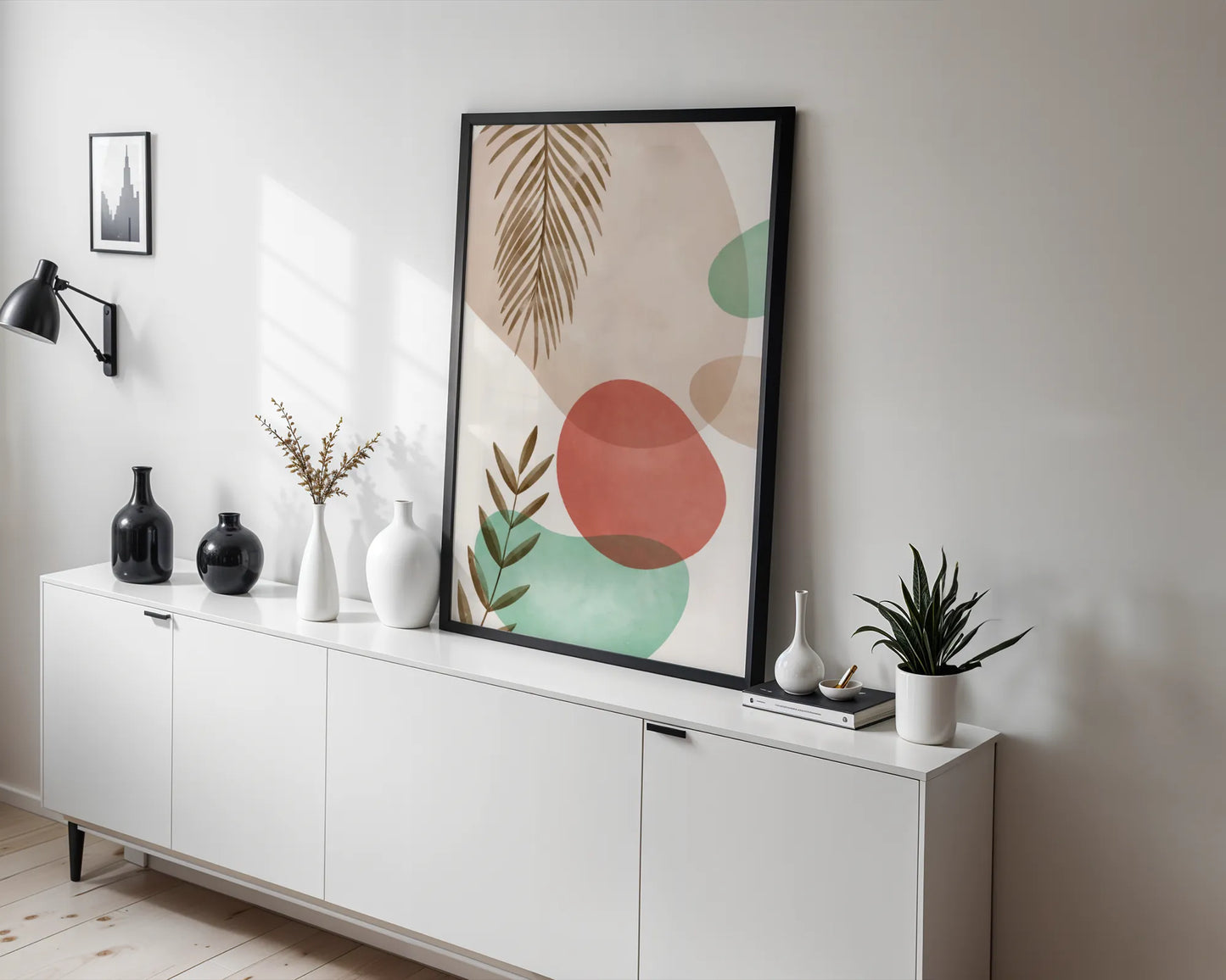 Bohemien Leaves, Watercolor, Modern Wall Painting