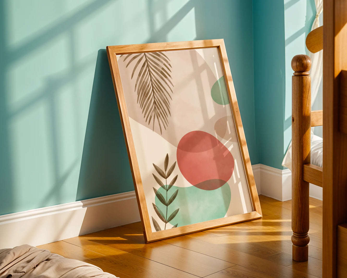 Bohemien Leaves, Watercolor, Modern Wall Painting