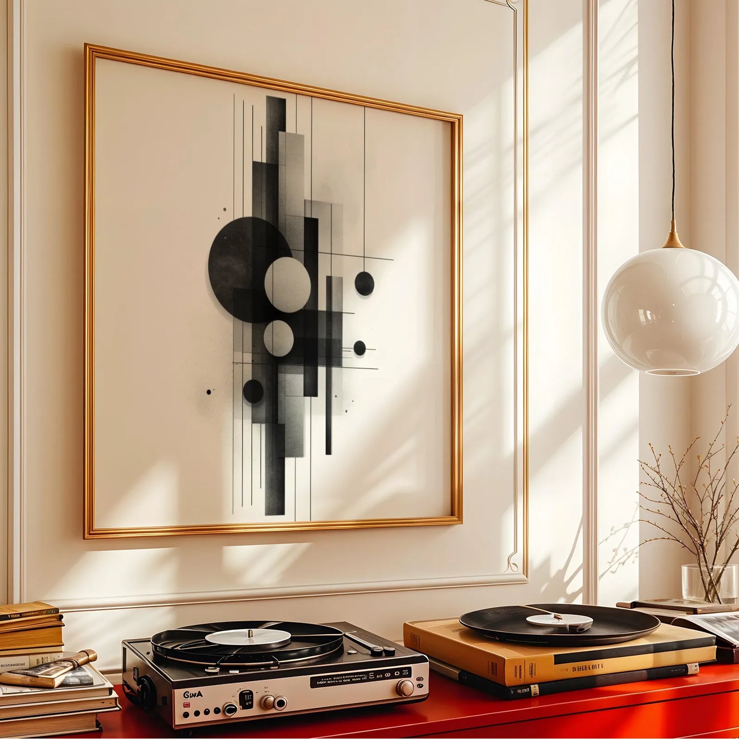 Boho Abstract Pattern I, Black & White Mid Century Modern, Boho Art Painting