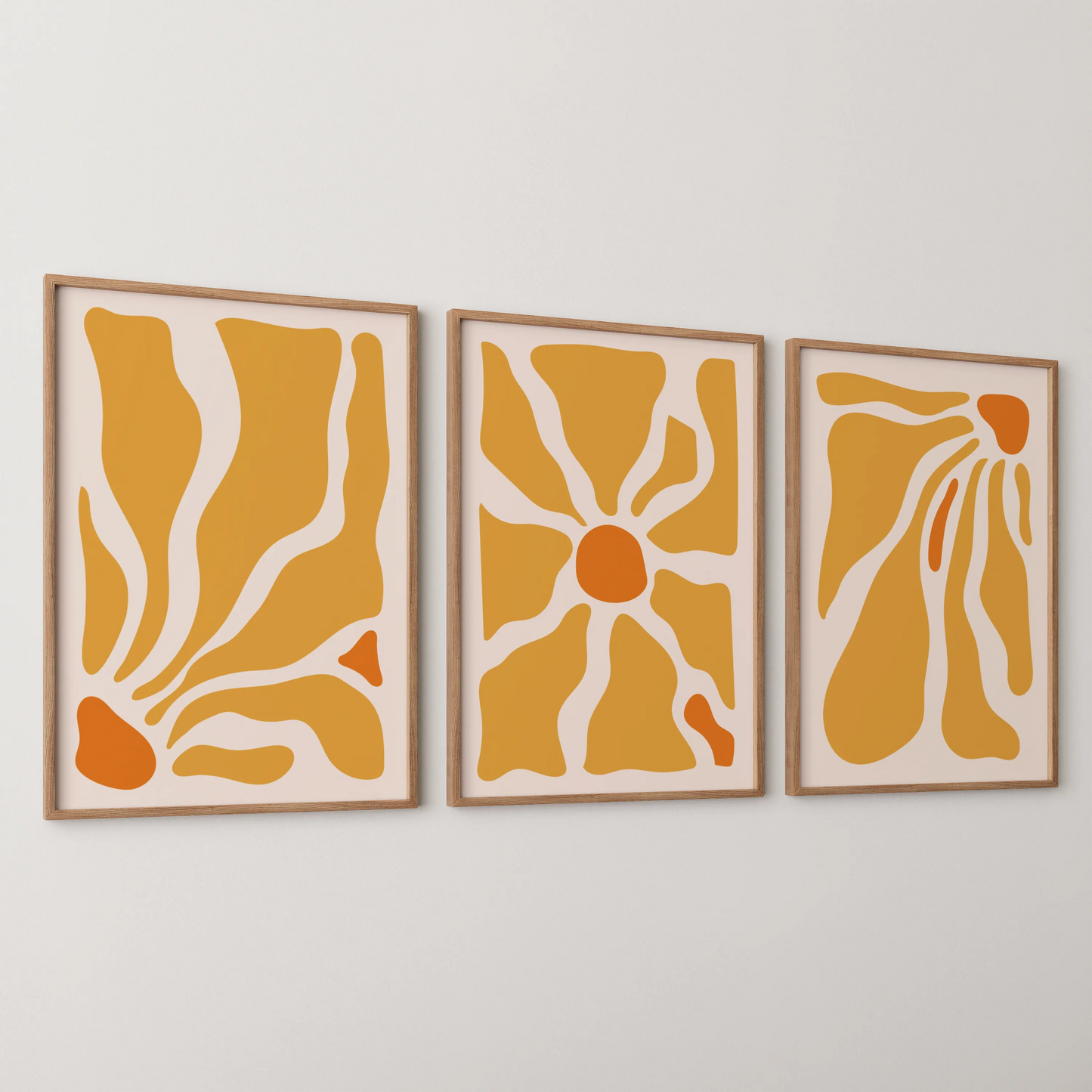 Boho Flower, Set of 3, Modern Wall Art, Mid Century Modern