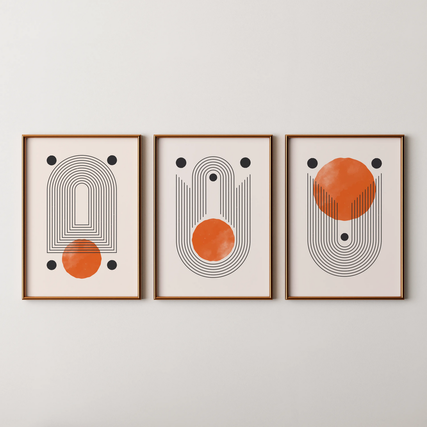 Boho Lines II, Set of 3, Modern Wall Art, Mid Century Modern