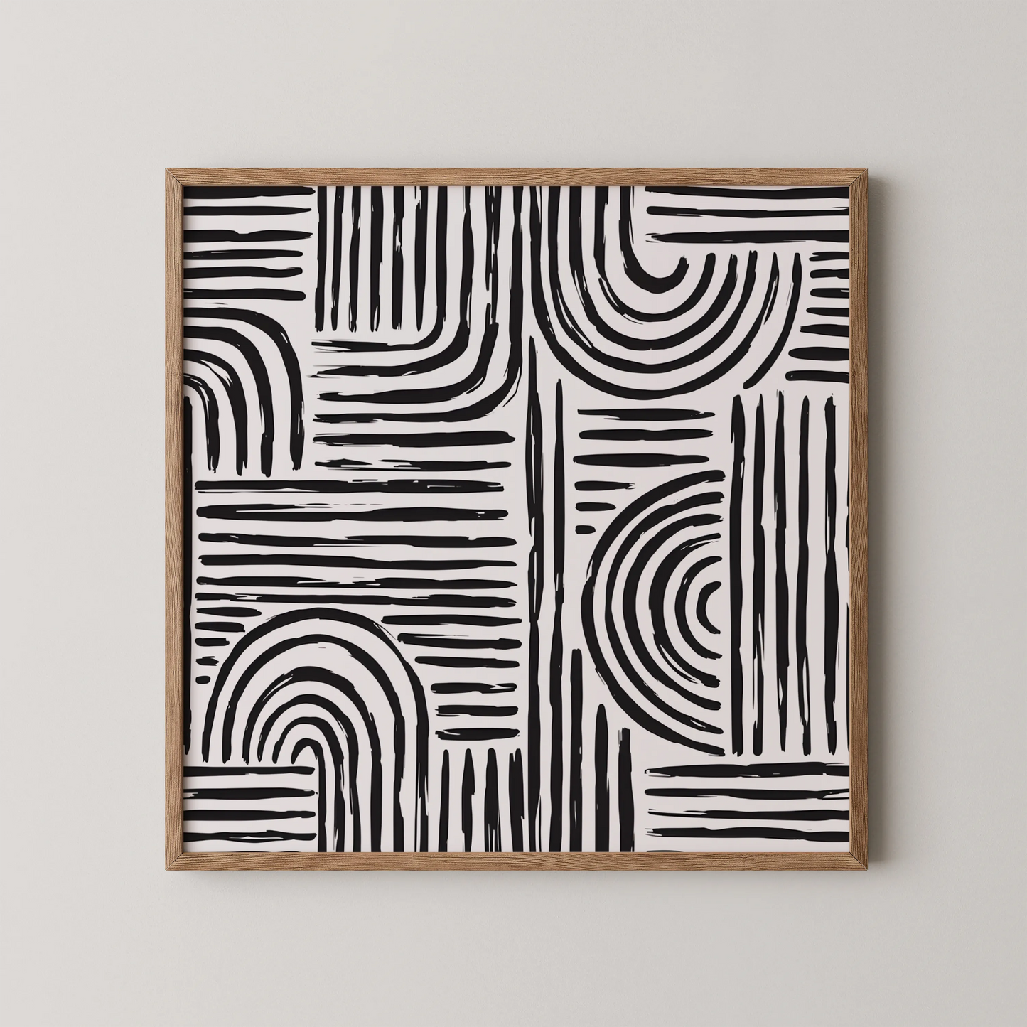 Boho Pattern Lines, Black & White Mid Century Modern, Boho Art Prints