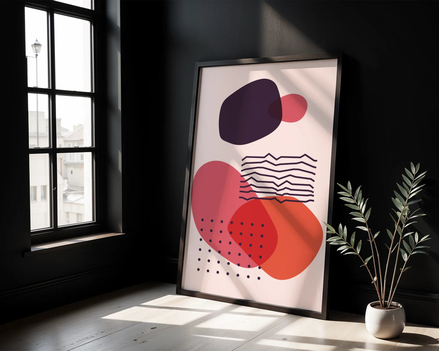 Bold Abstract Shapes, Balance, Mid Century Modern, Wall Painting