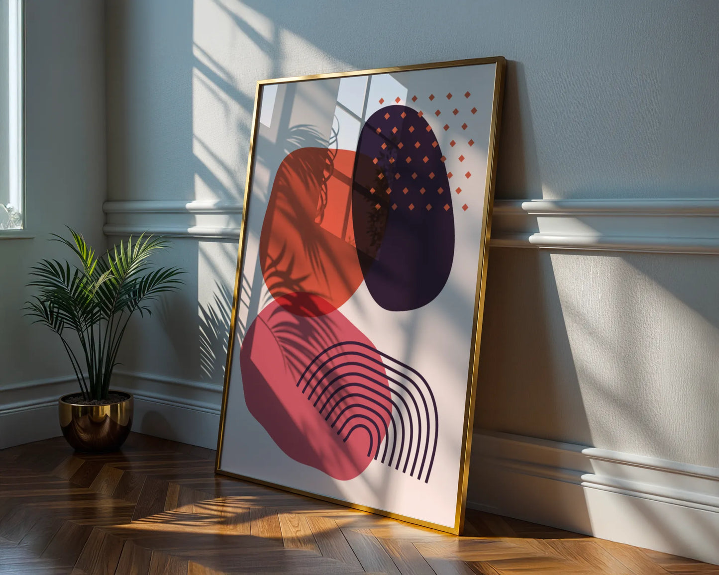 Bold Abstract Shapes, Balance, Mid Century Modern, Wall Painting