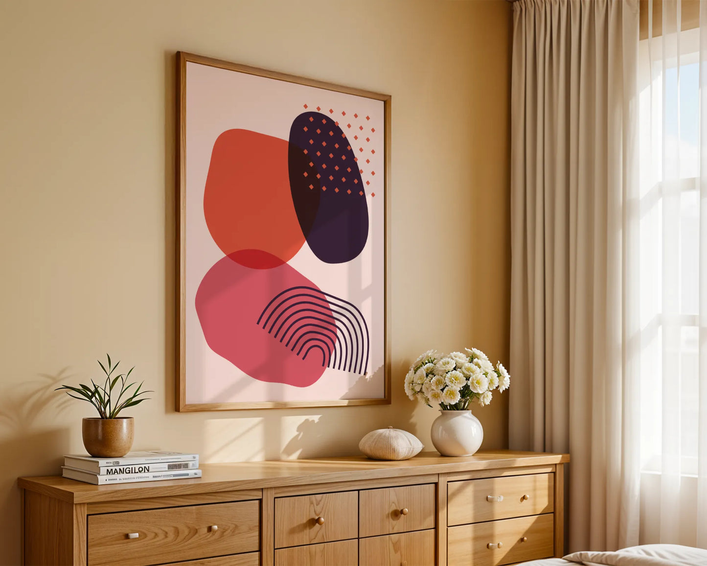 Bold Abstract Shapes, Balance, Mid Century Modern, Wall Painting