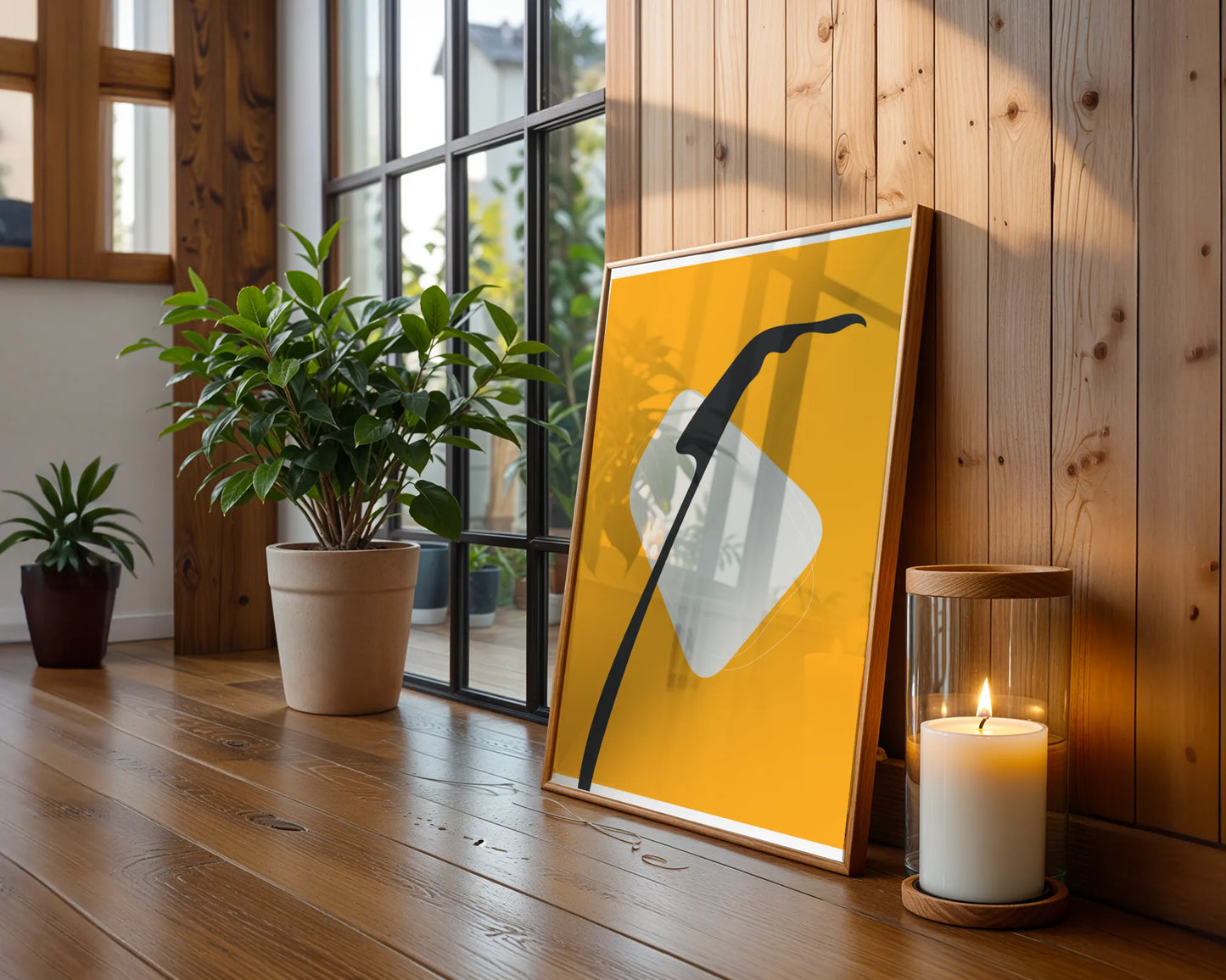 Bold Minimal Leaf I, Modern Colorful Abstract, Wall Painting