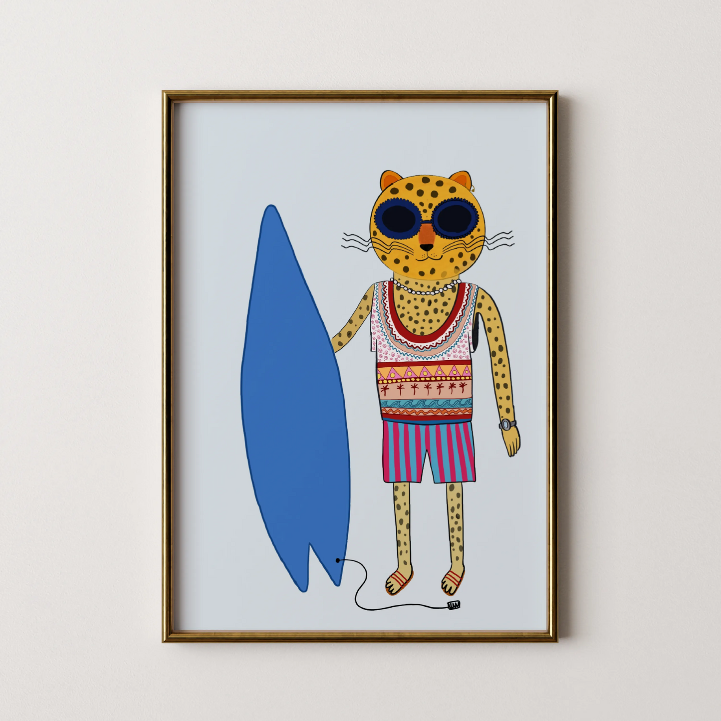 Cat on beach - Nursery Prints