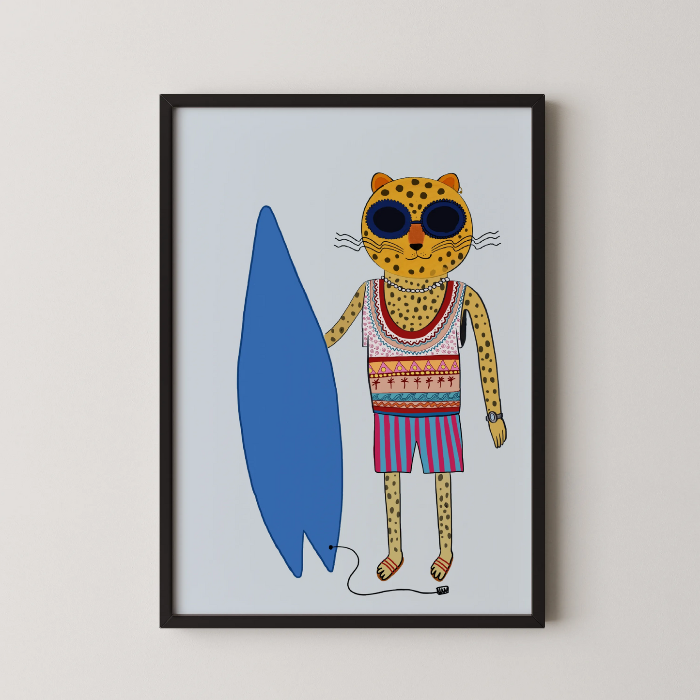 Cat on beach - Nursery Prints