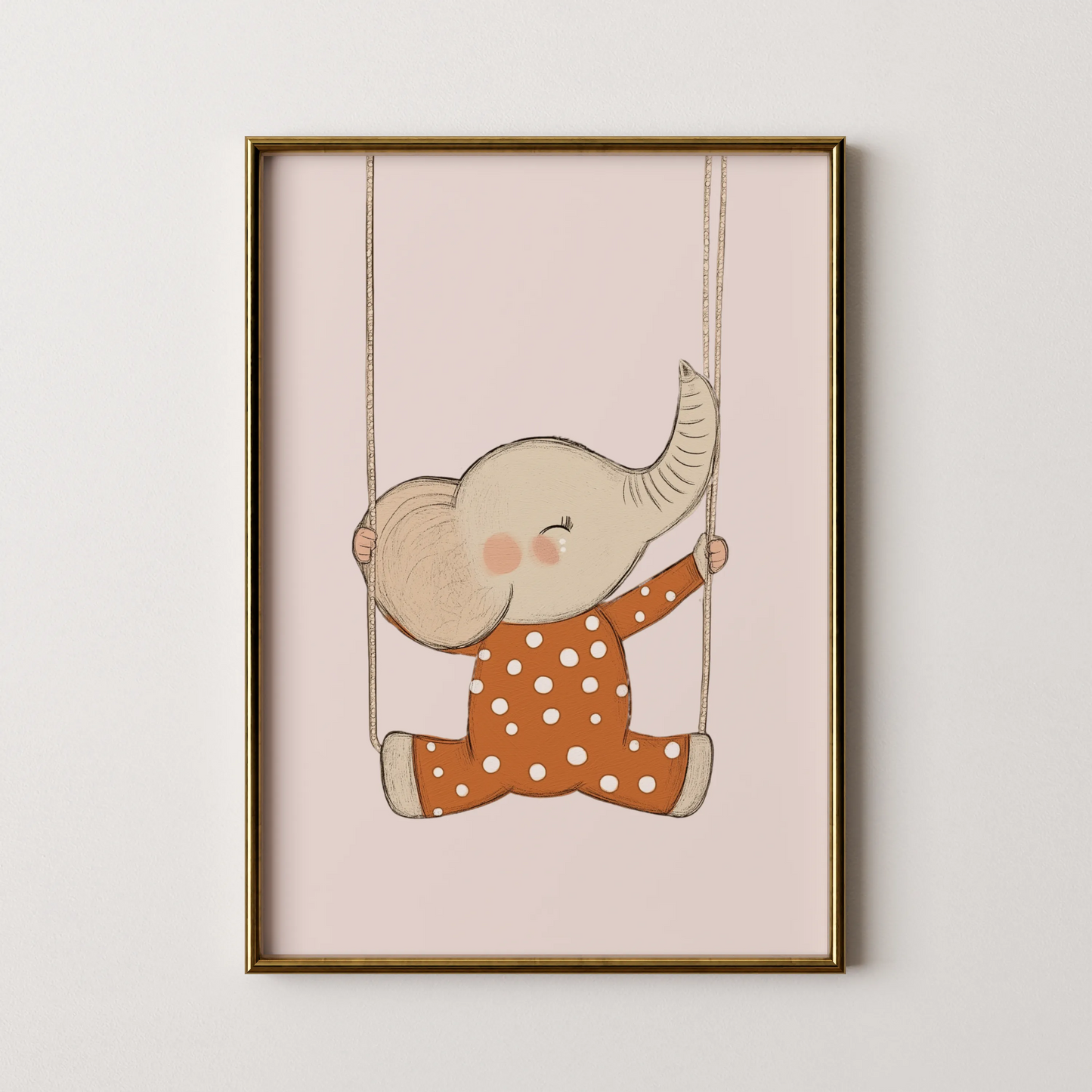 Ele on swing - Nursery Prints