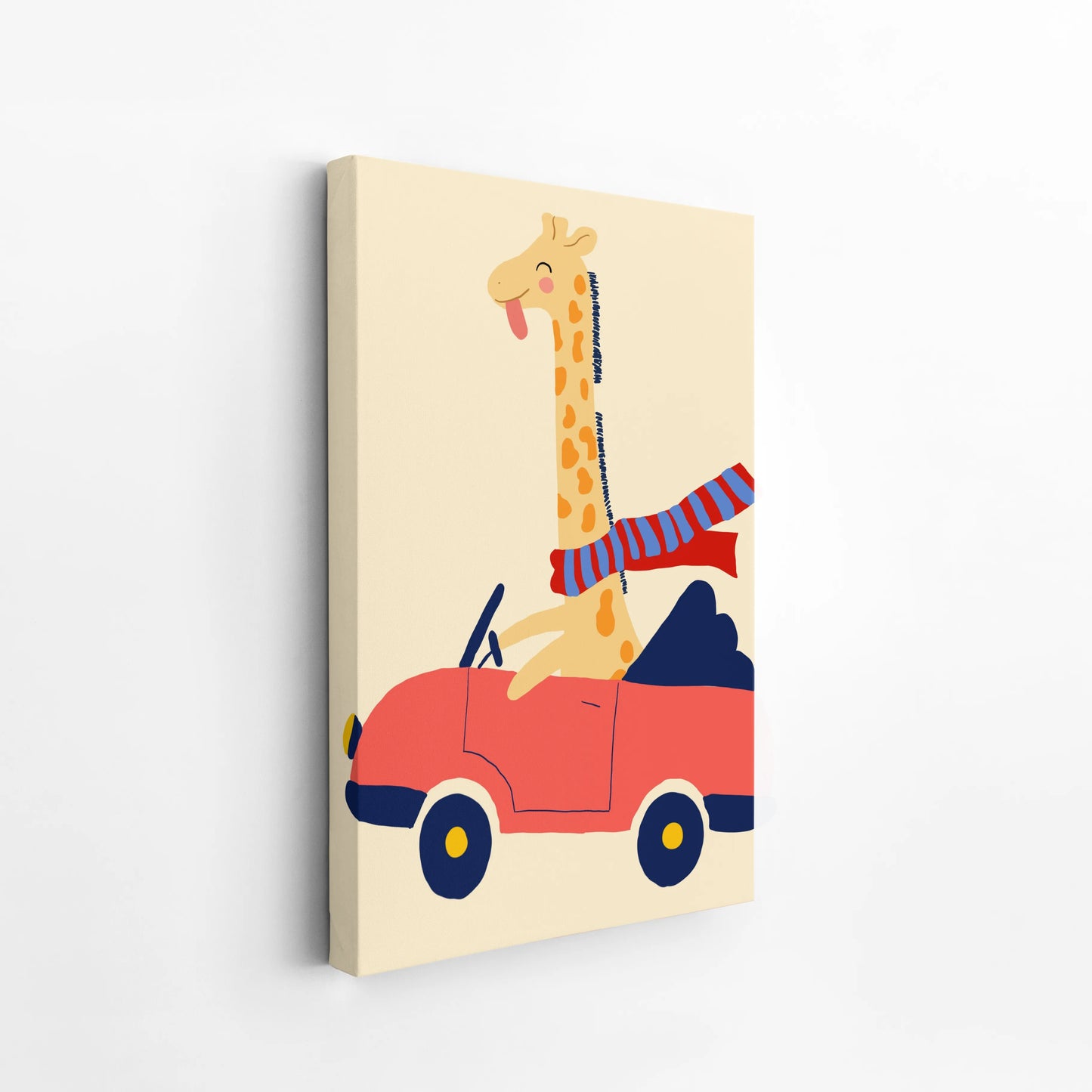 Girraffe on car - Nursery Prints