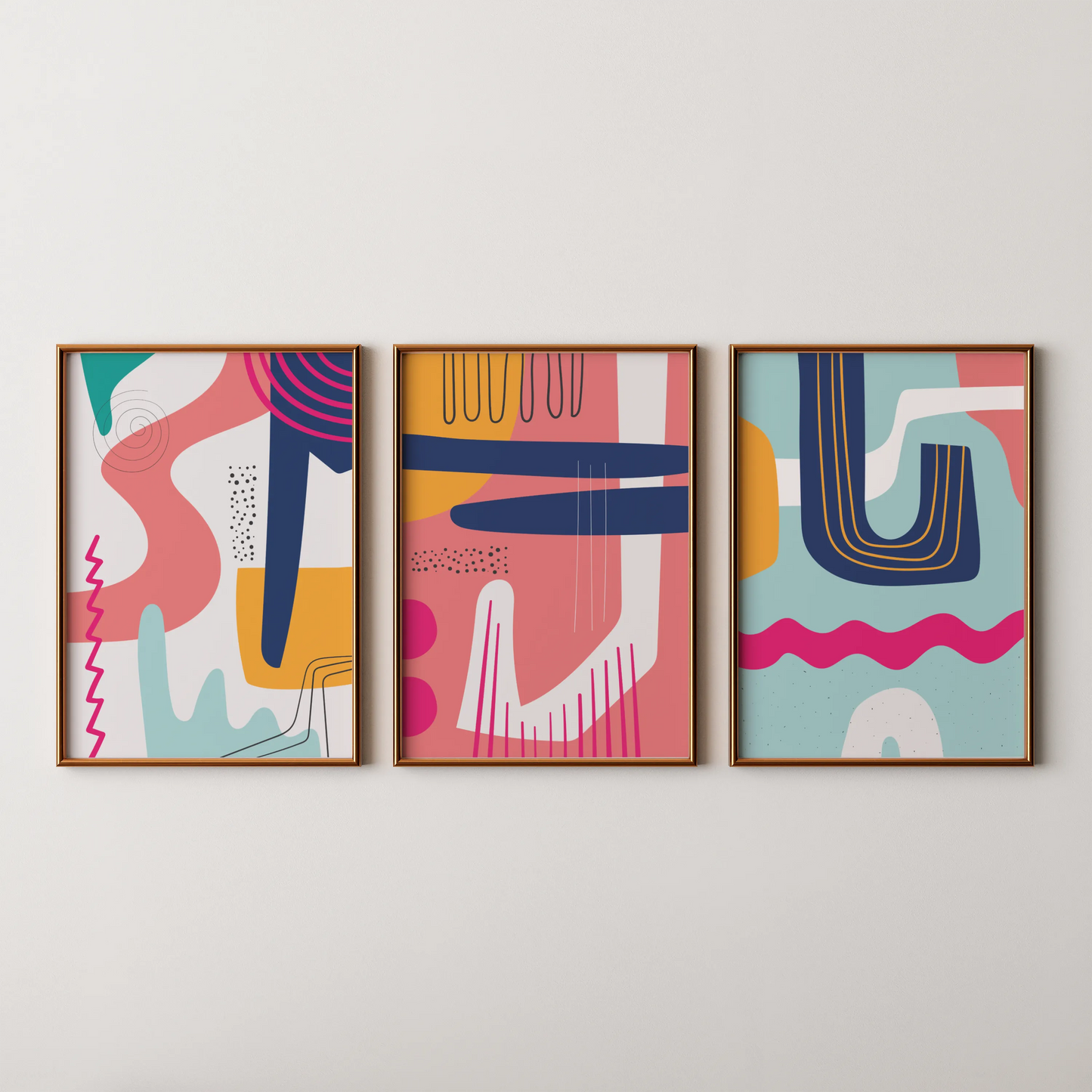 Maximalist Modern Abstarct Shapes I, Set of 3