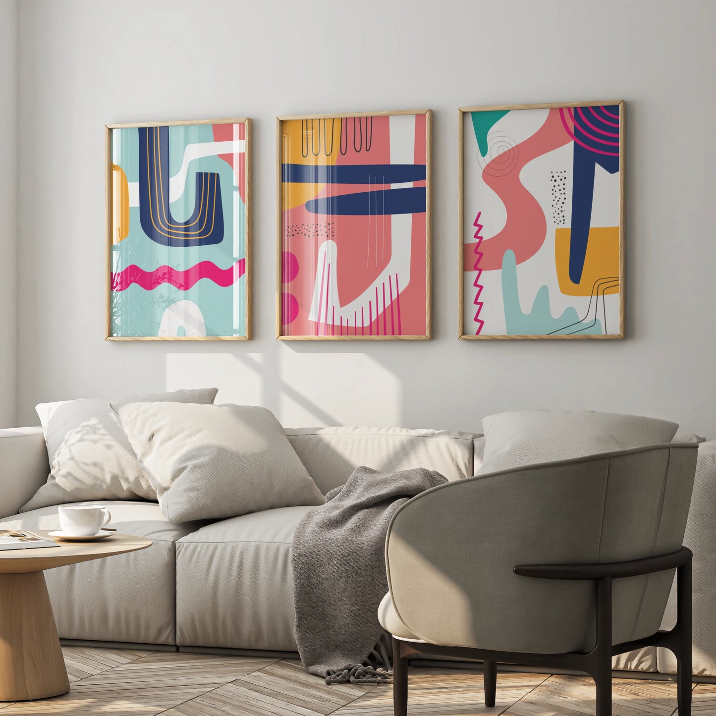 Maximalist Modern Abstarct Shapes I, Set of 3