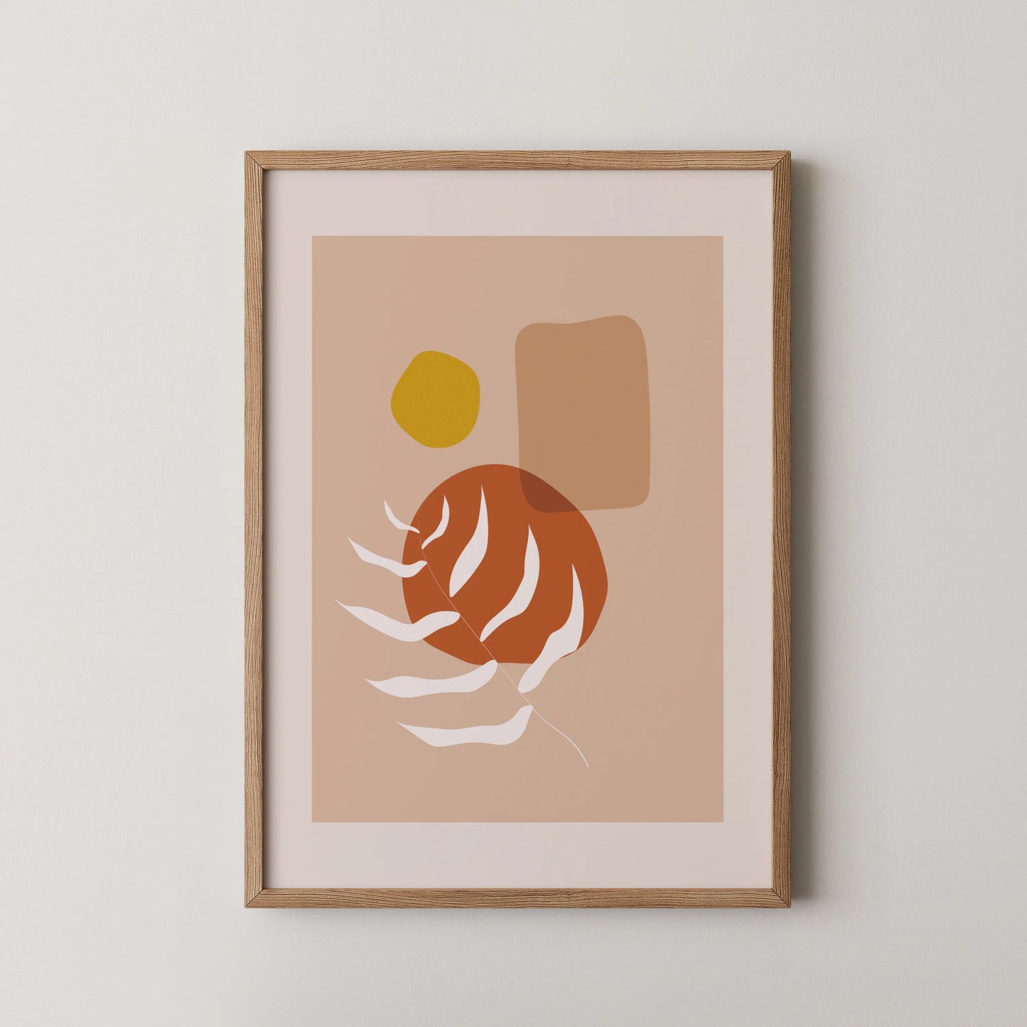 Mid Century Modern, Abstract Boho Leaves II, Wall Painting