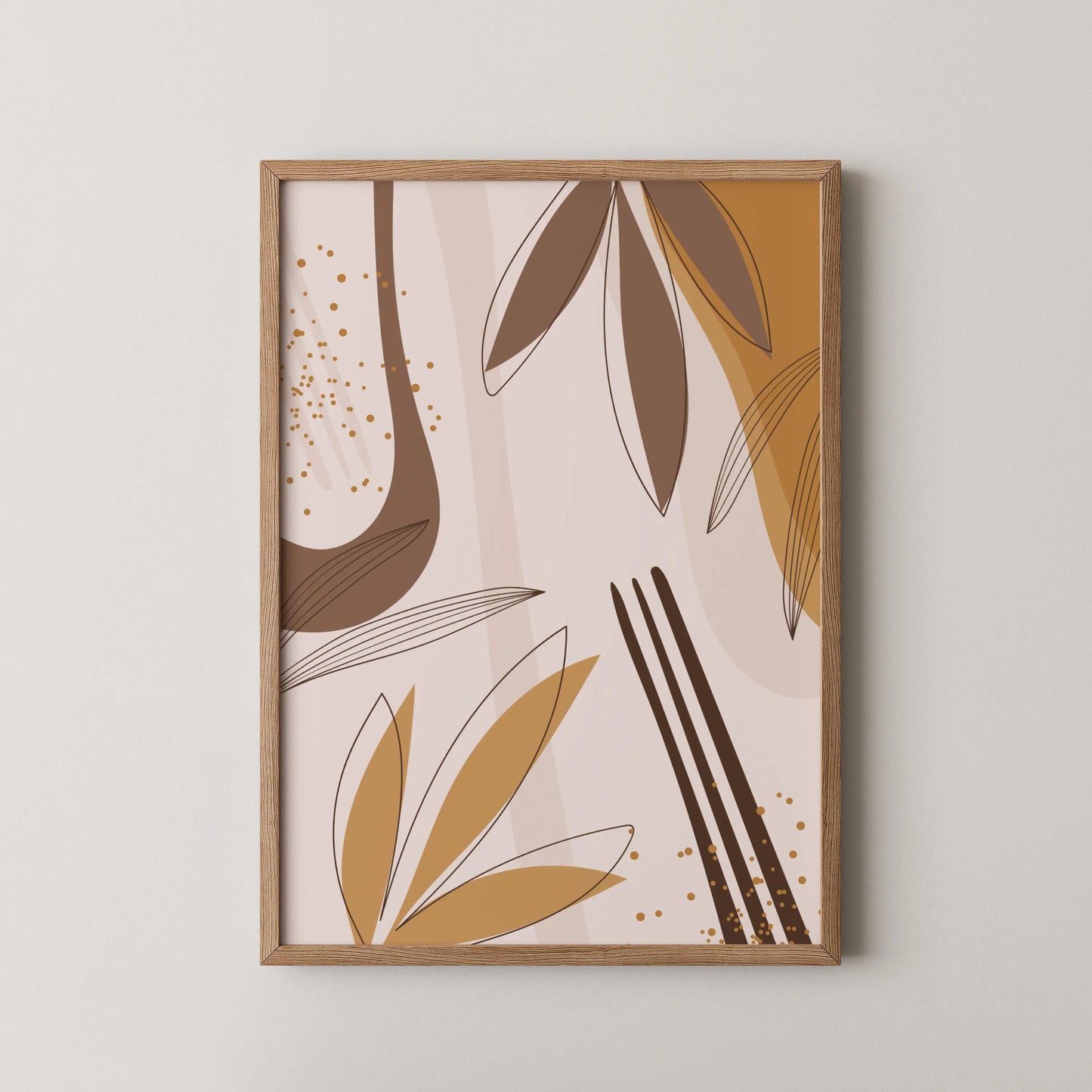 Mid Century Modern, Abstract Boho Leaves I, Wall Painting