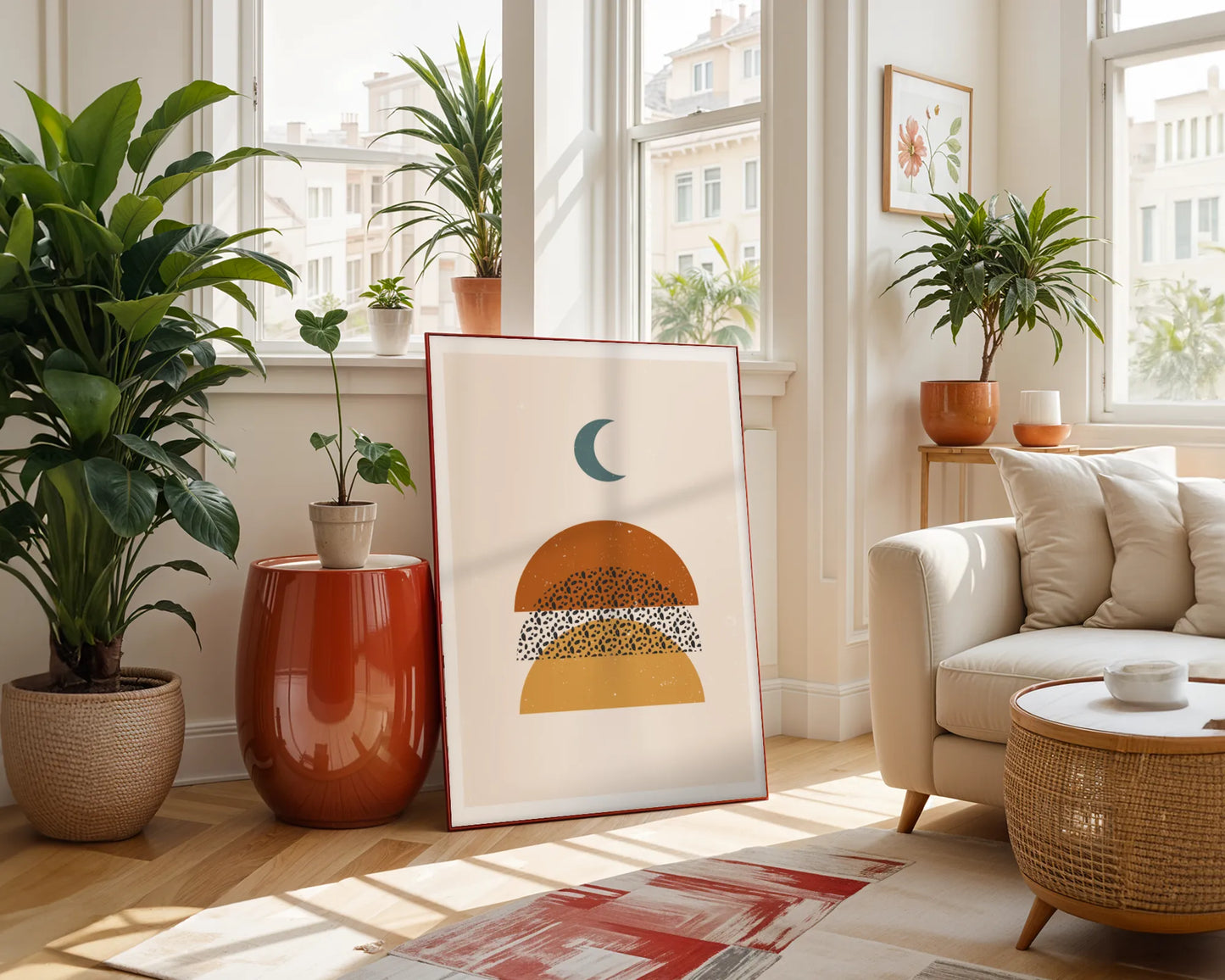 Mid Century Modern, Boho Leaves II, Wall Painting
