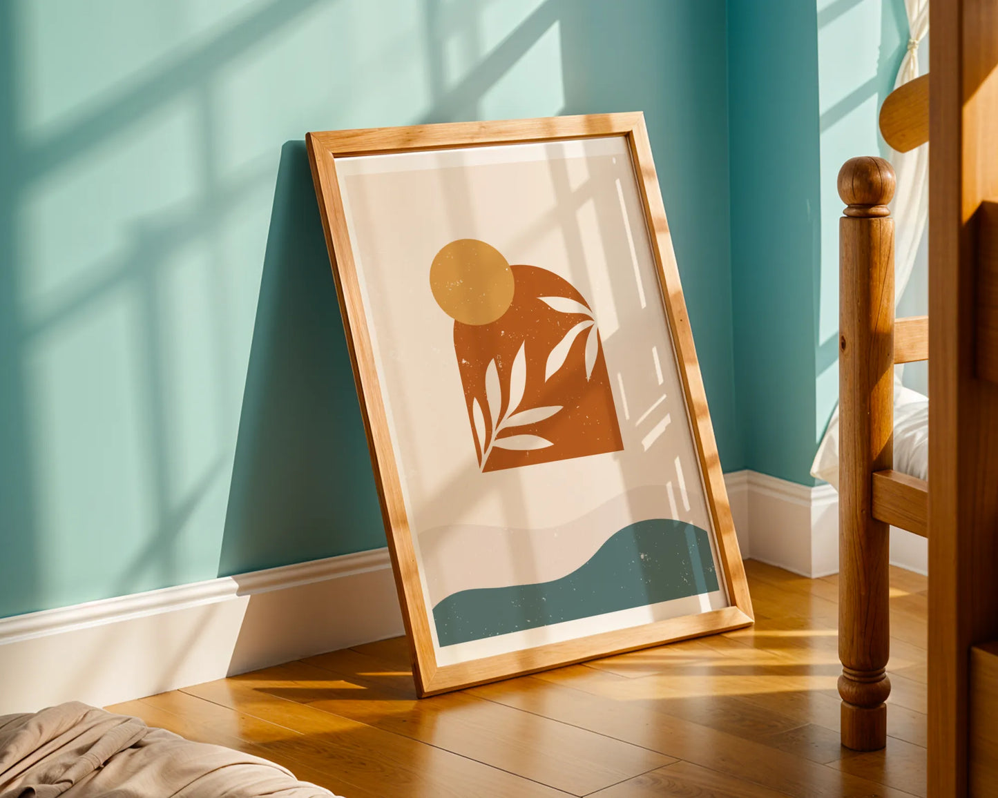 Mid Century Modern, Boho Leaves I, Wall Painting
