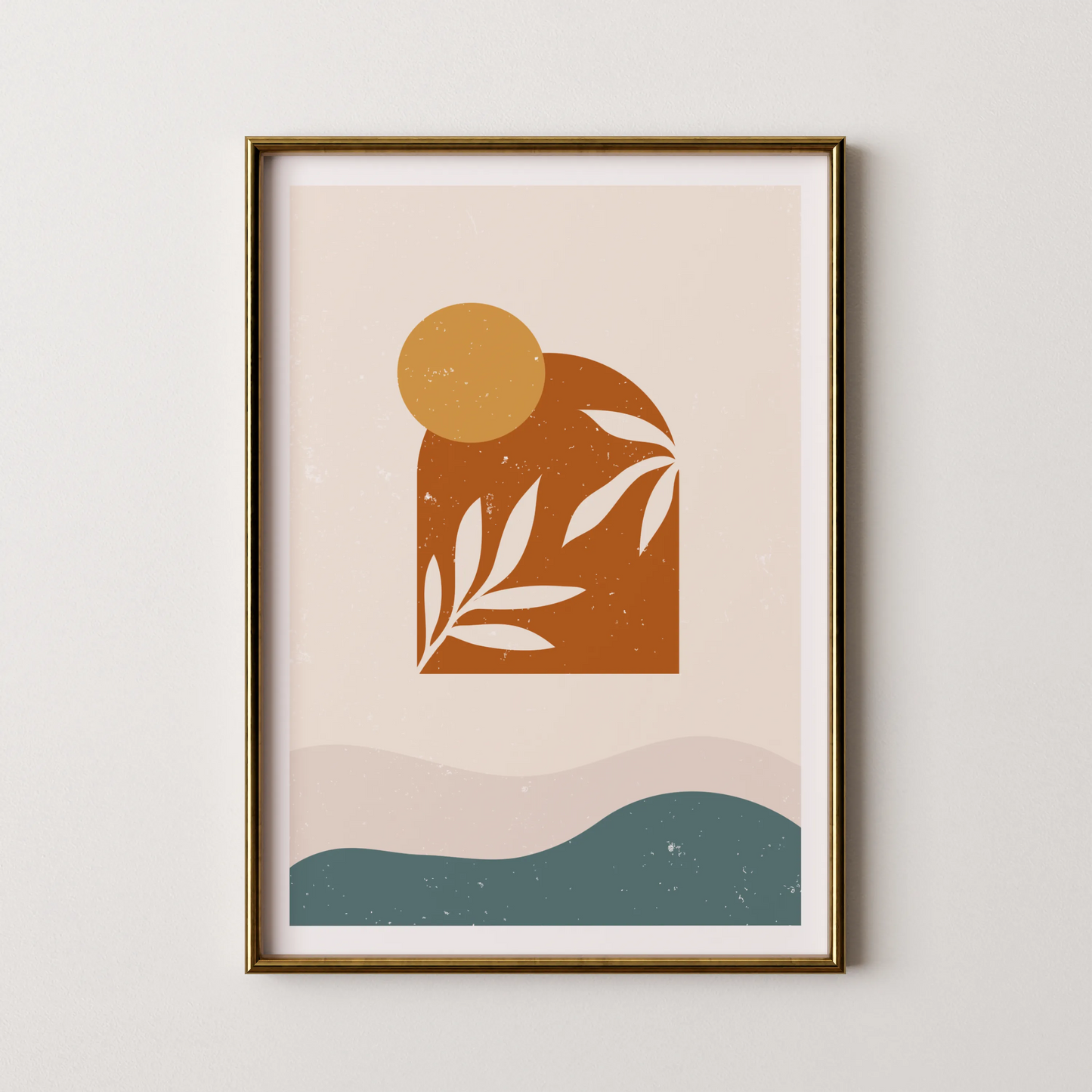 Mid Century Modern, Boho Leaves I, Wall Painting