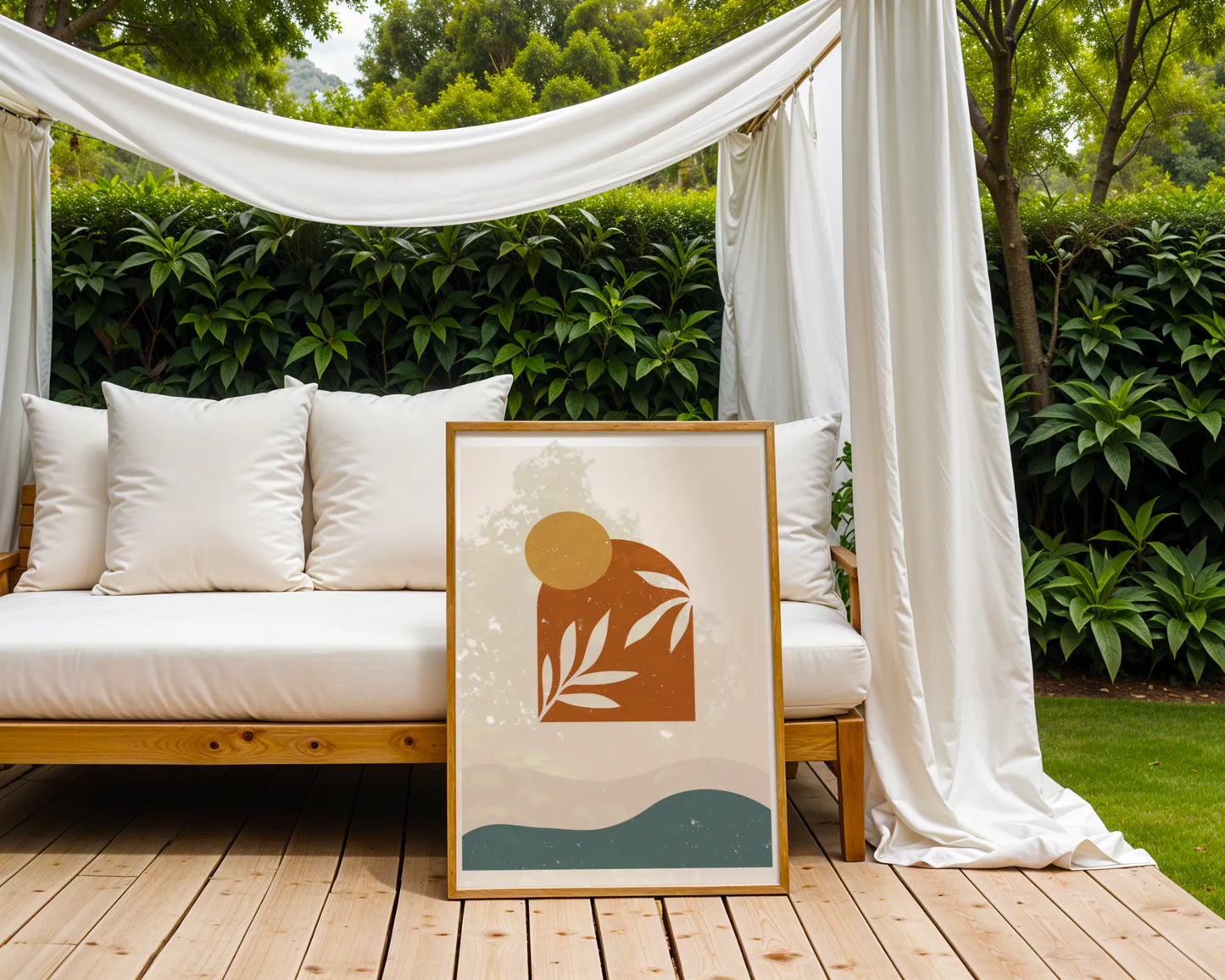Mid Century Modern, Boho Leaves I, Wall Painting