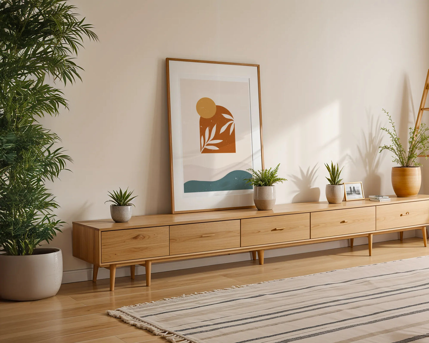 Mid Century Modern, Boho Leaves I, Wall Painting