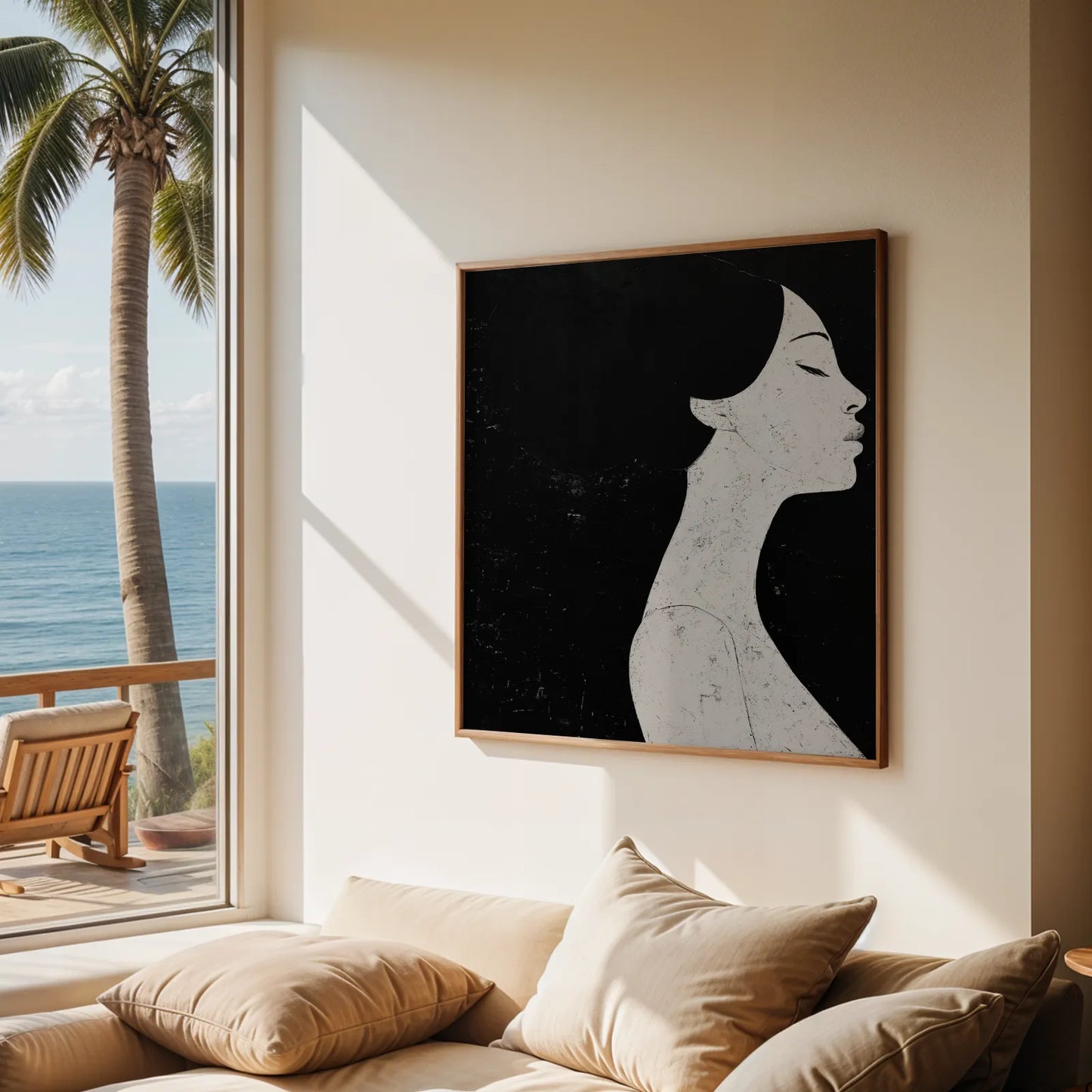 Minimal Boho Feminine I, Black & White Mid Century Modern, Boho Art Painting