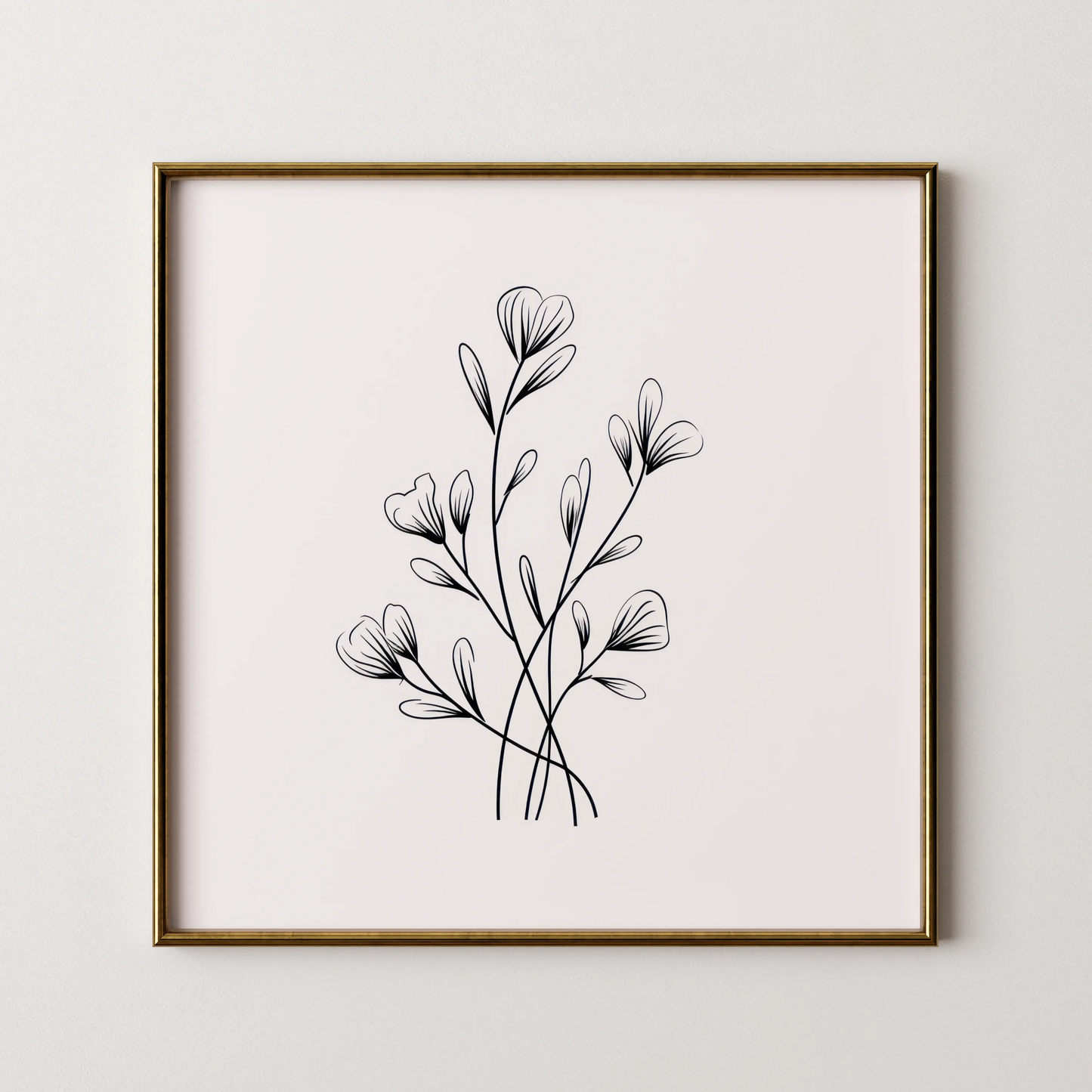 Minimal Boho Flowers II, Black & White Mid Century Modern, Boho Art Painting