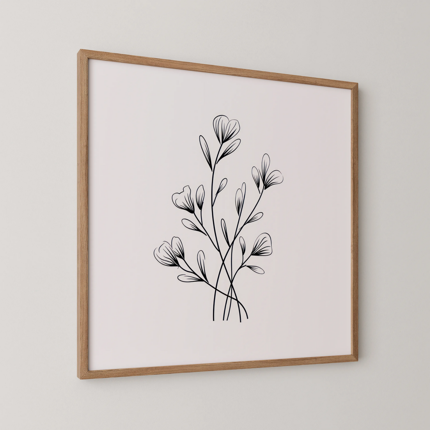 Minimal Boho Flowers II, Black & White Mid Century Modern, Boho Art Painting