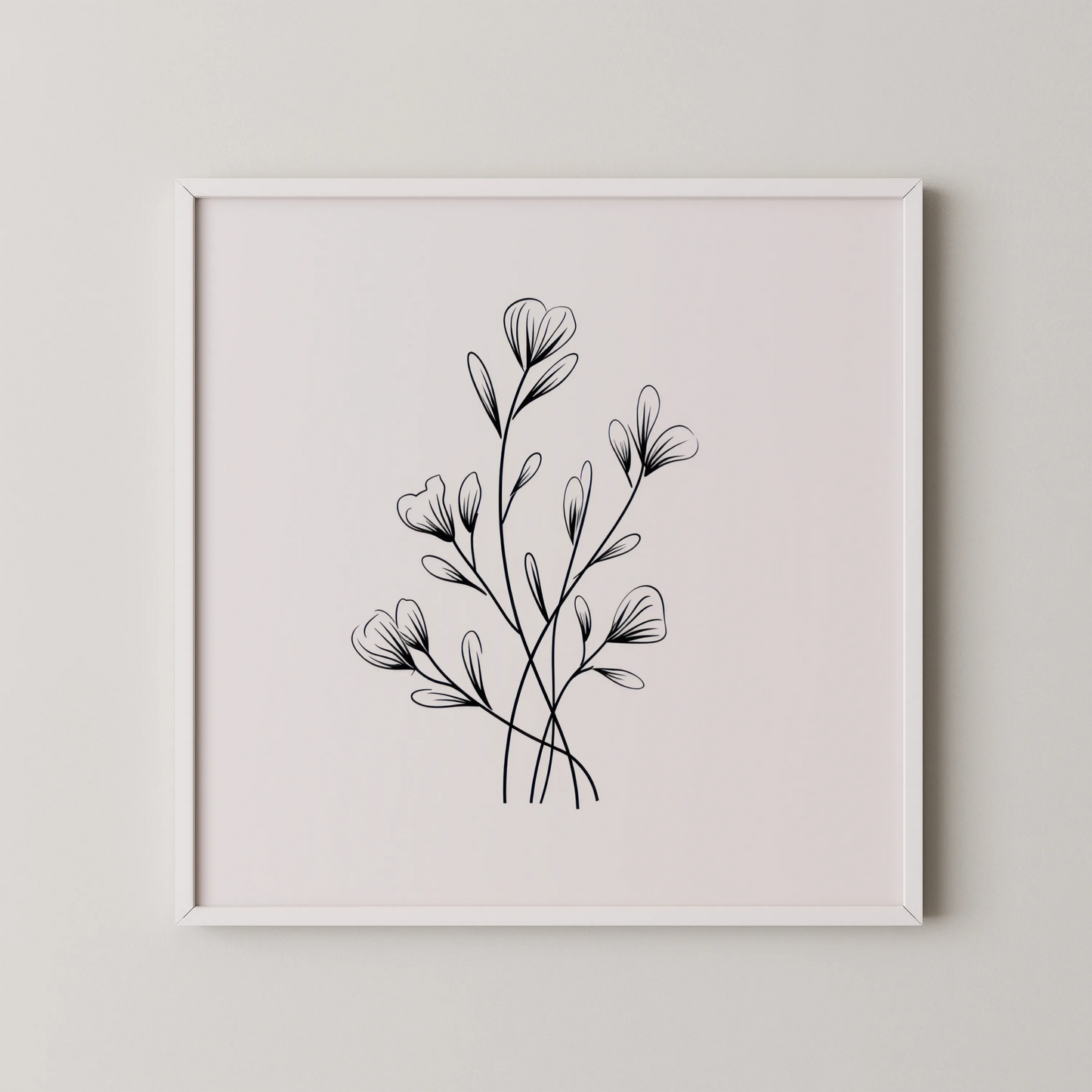 Minimal Boho Flowers II, Black & White Mid Century Modern, Boho Art Painting
