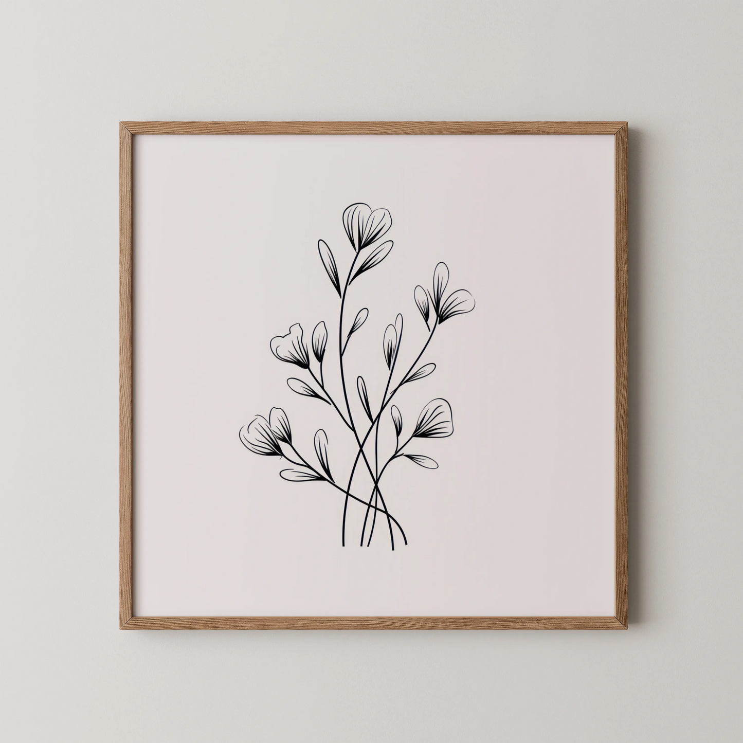 Minimal Boho Flowers II, Black & White Mid Century Modern, Boho Art Painting