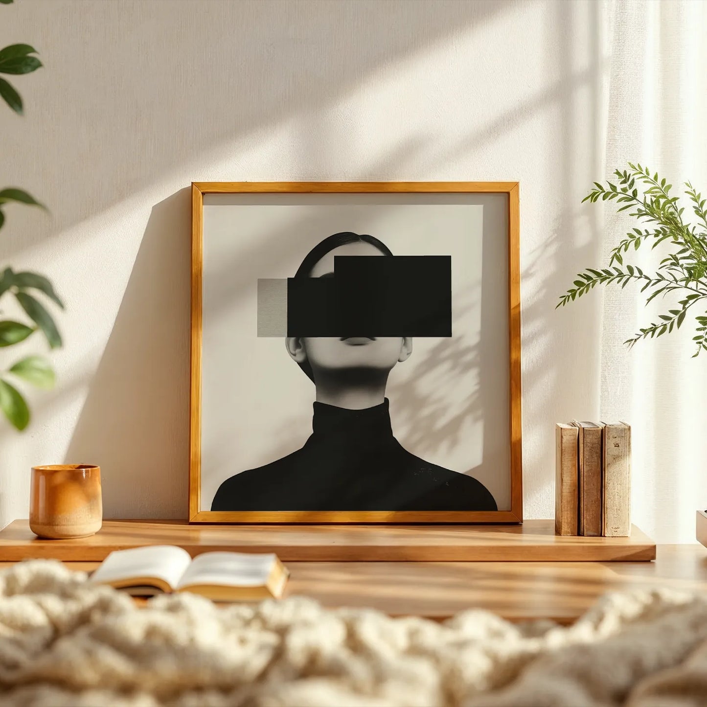 Minimal Feminine I, Black & White Mid Century Modern, Boho Art Painting