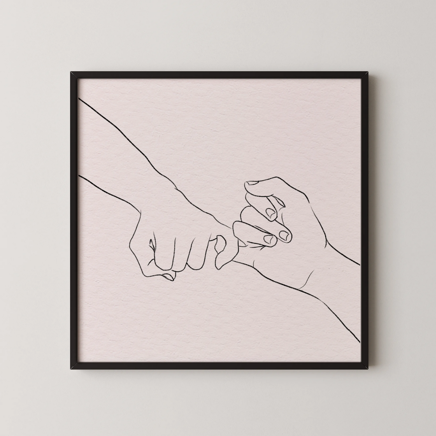 Minimal Line Art Hands, Black & White Mid Century Modern, Boho Art Painting