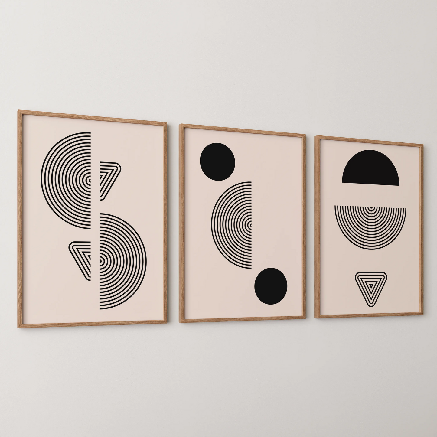 Minimal Pattern, Set of 3, Modern Abstarct Lines, Black & White