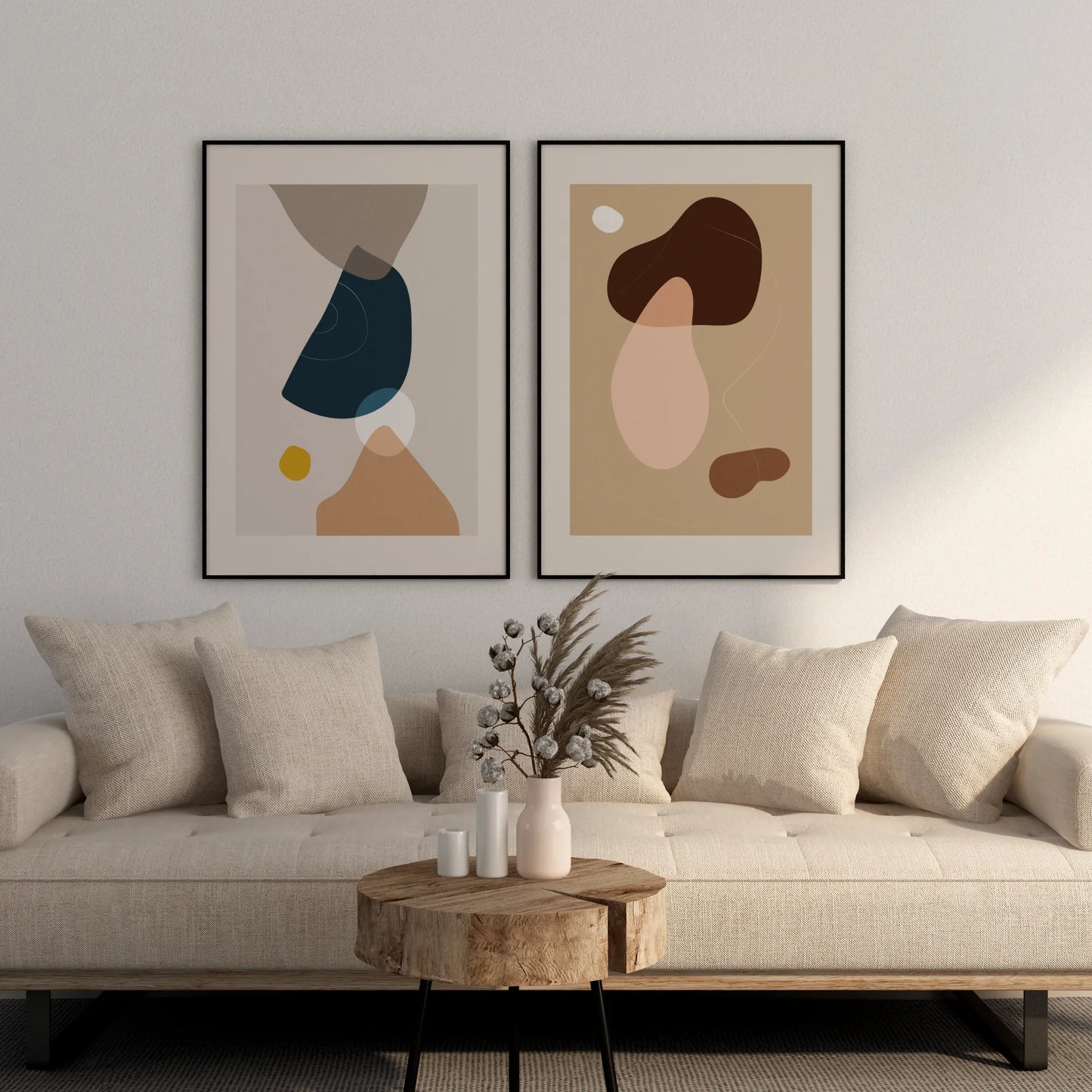 Modern Abstract I, Set of 2, Mid Century Aesthetic Wall Art