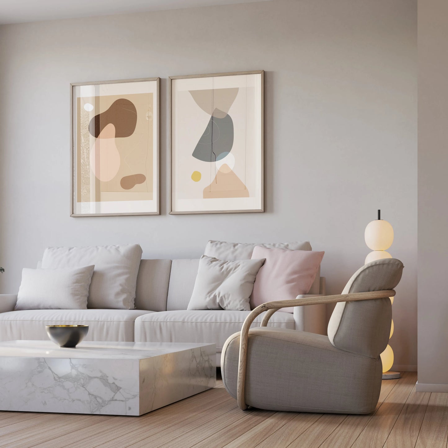 Modern Abstract I, Set of 2, Mid Century Aesthetic Wall Art