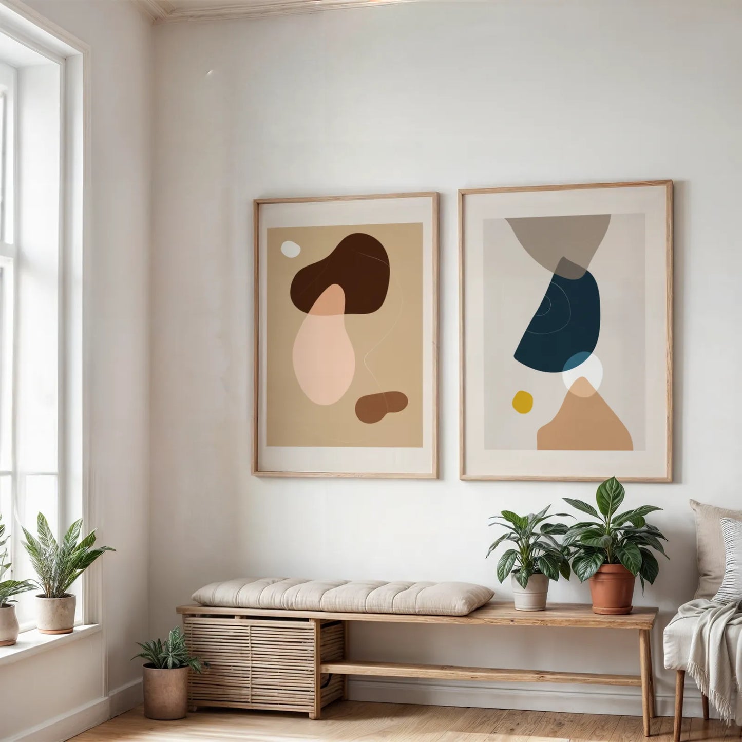 Modern Abstract I, Set of 2, Mid Century Aesthetic Wall Art