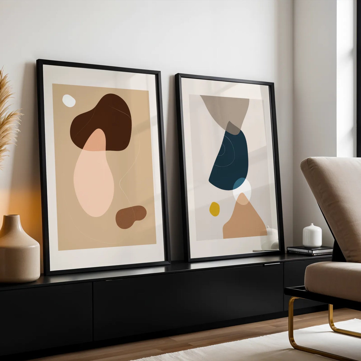 Modern Abstract I, Set of 2, Mid Century Aesthetic Wall Art