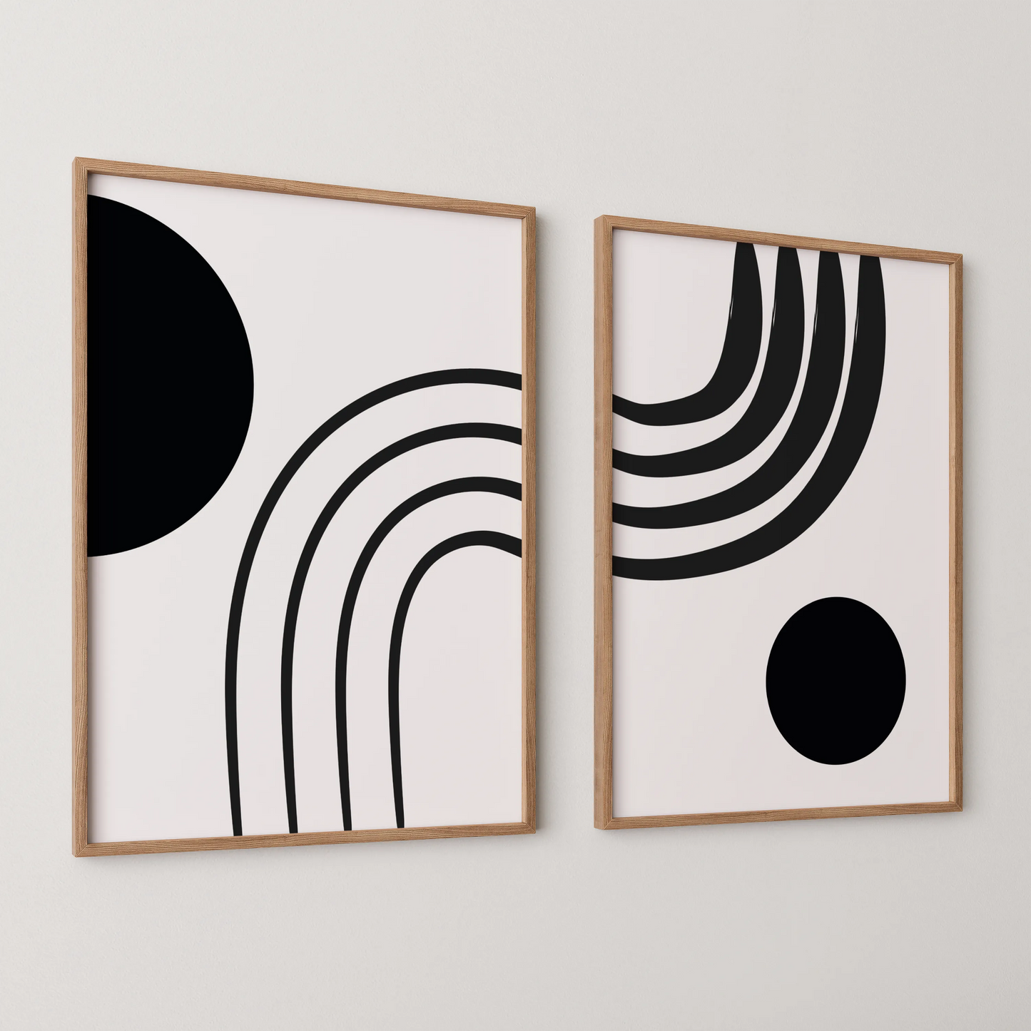 Modern Abstract Lines, Set of 2, Mid Century Aesthetic Wall Art