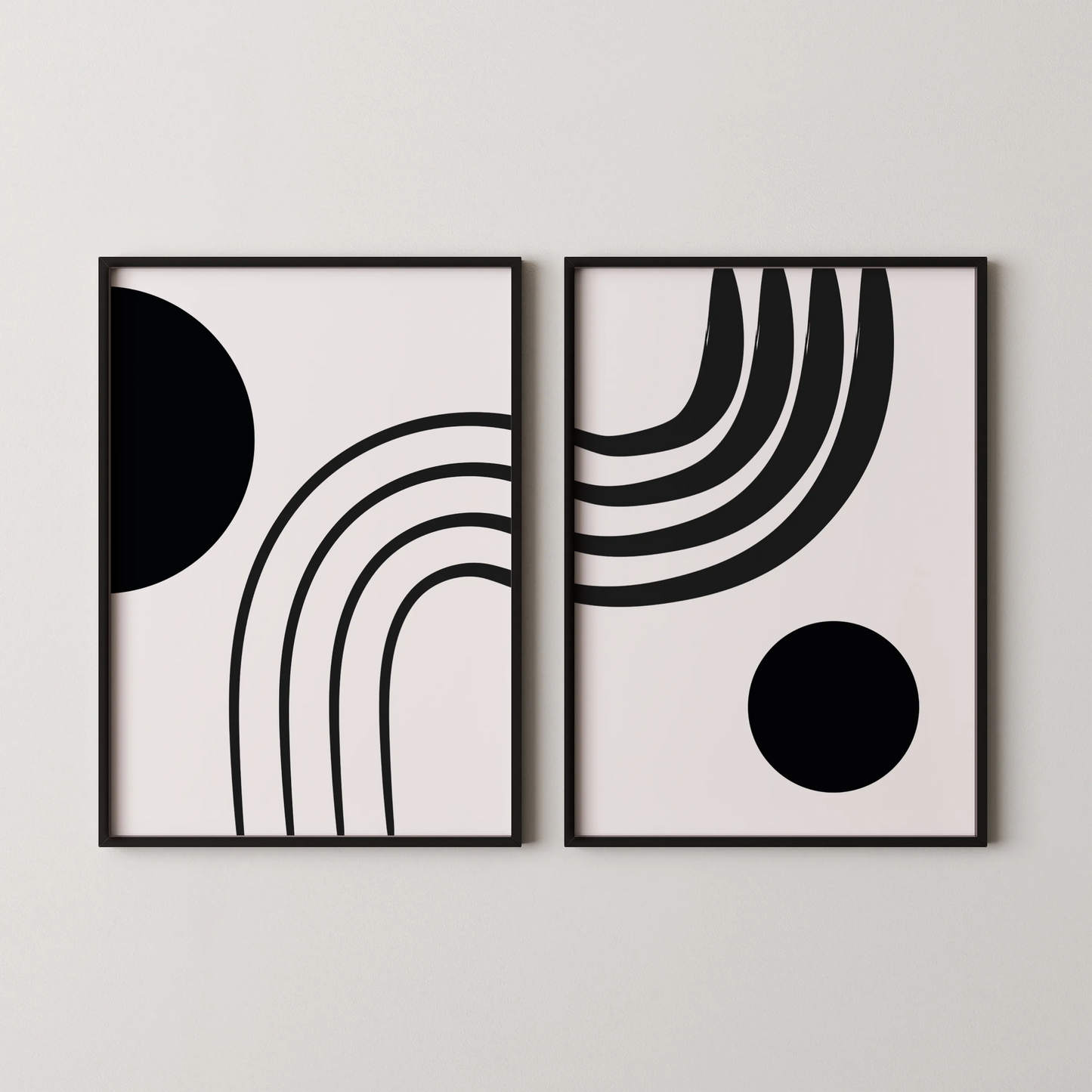 Modern Abstract Lines, Set of 2, Mid Century Aesthetic Wall Art