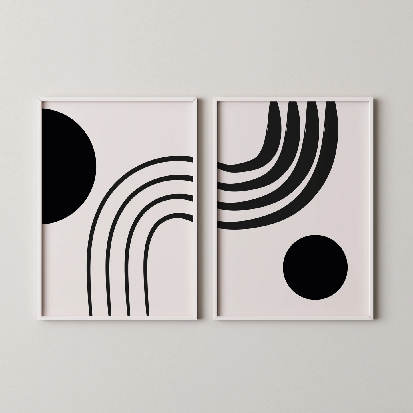 Modern Abstract Lines, Set of 2, Mid Century Aesthetic Wall Art