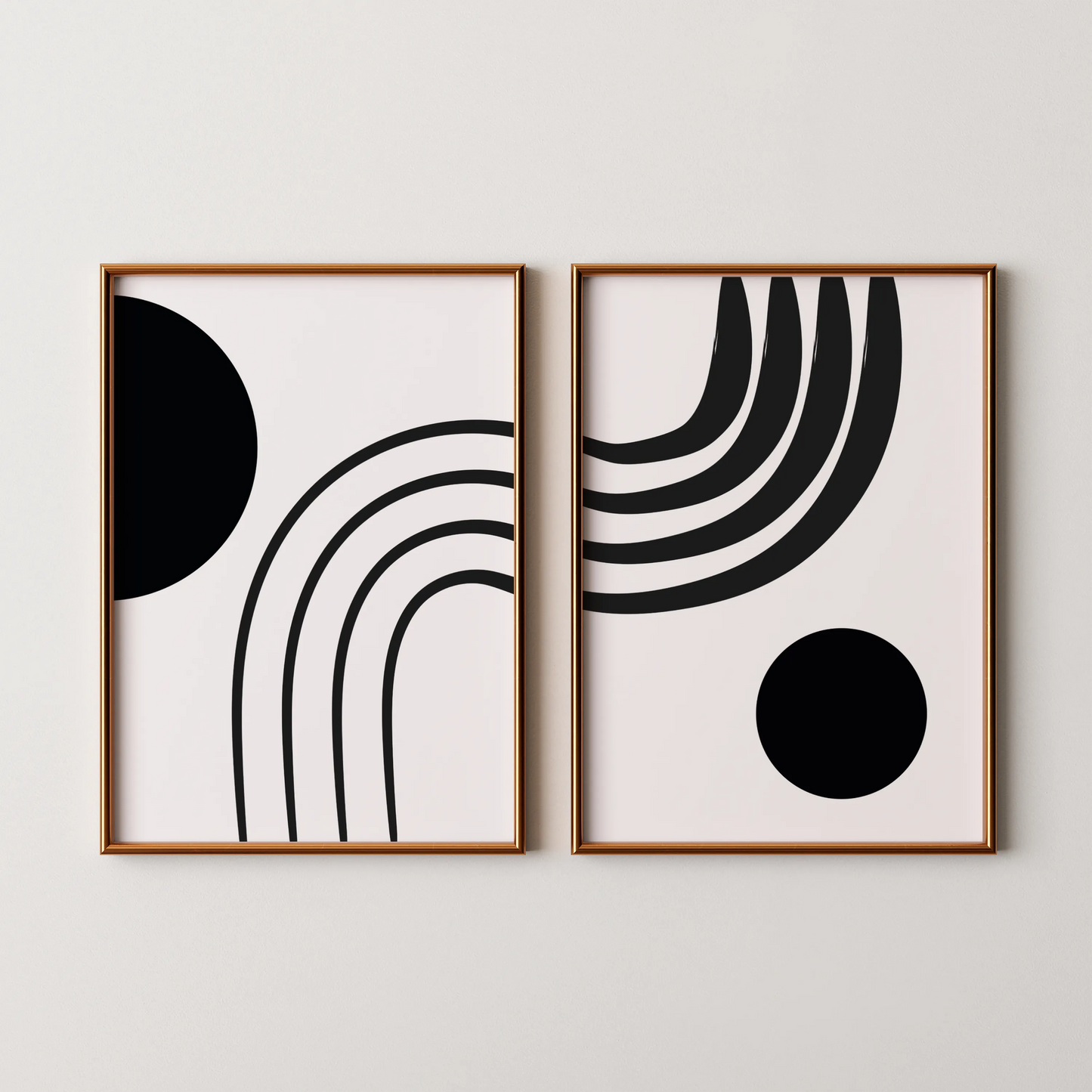 Modern Abstract Lines, Set of 2, Mid Century Aesthetic Wall Art