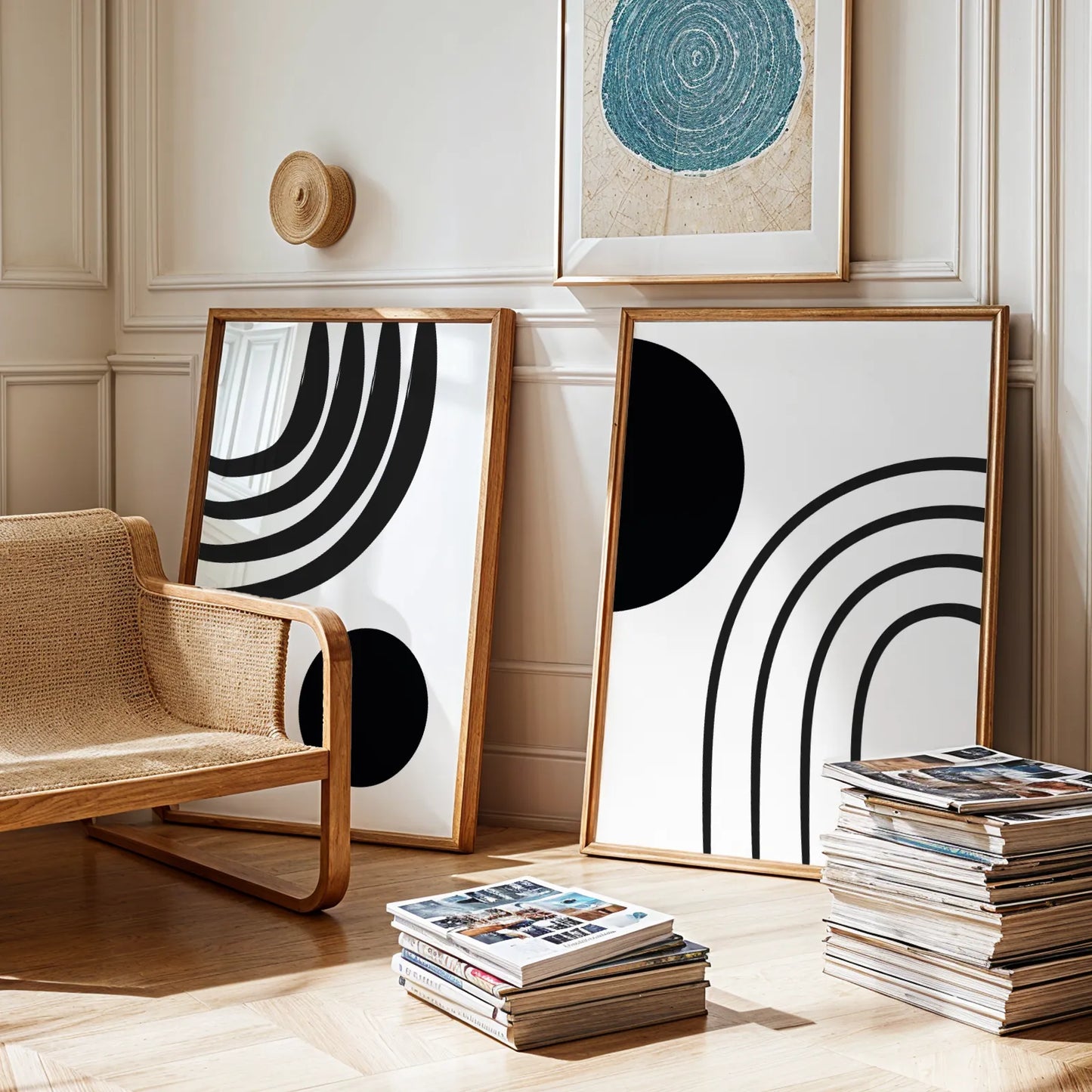Modern Abstract Lines, Set of 2, Mid Century Aesthetic Wall Art