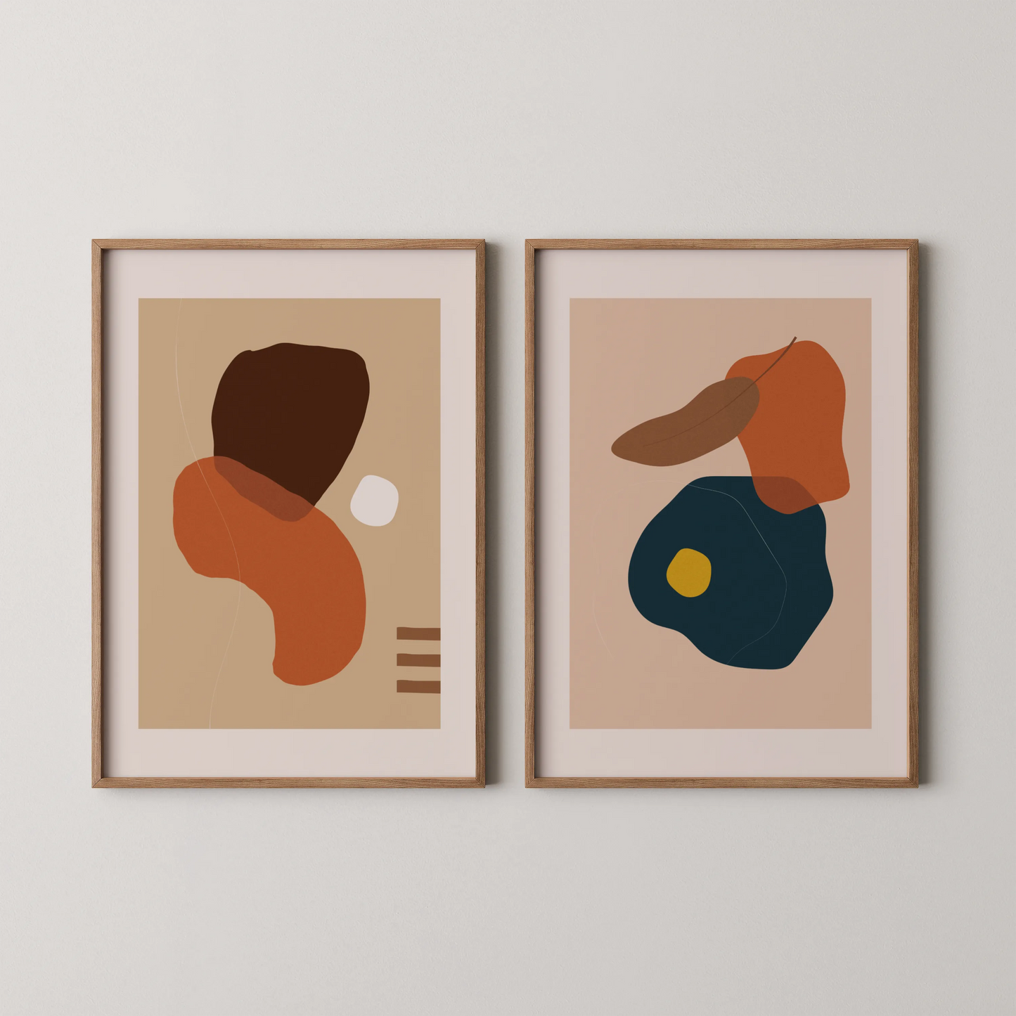 Modern Abstract, Set of 2, Mid Century Aesthetic Wall Art