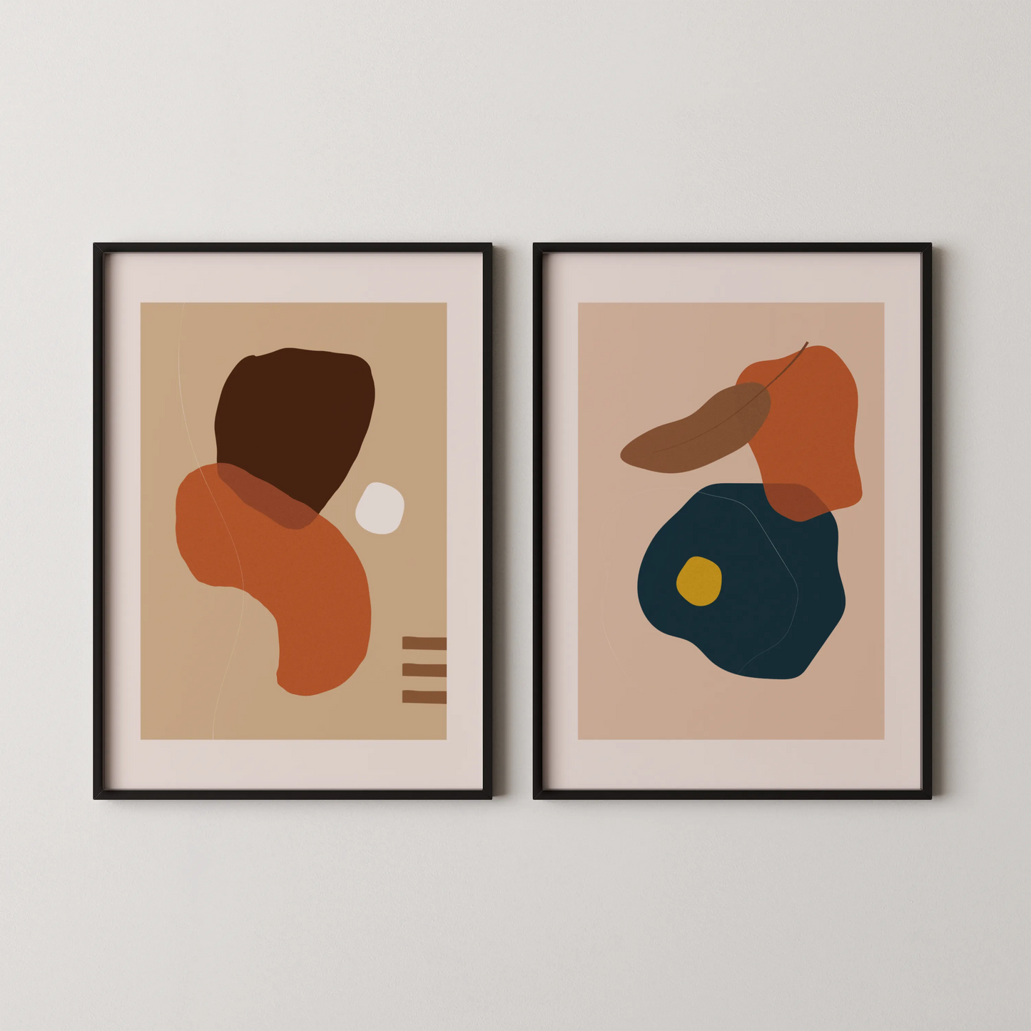 Modern Abstract, Set of 2, Mid Century Aesthetic Wall Art