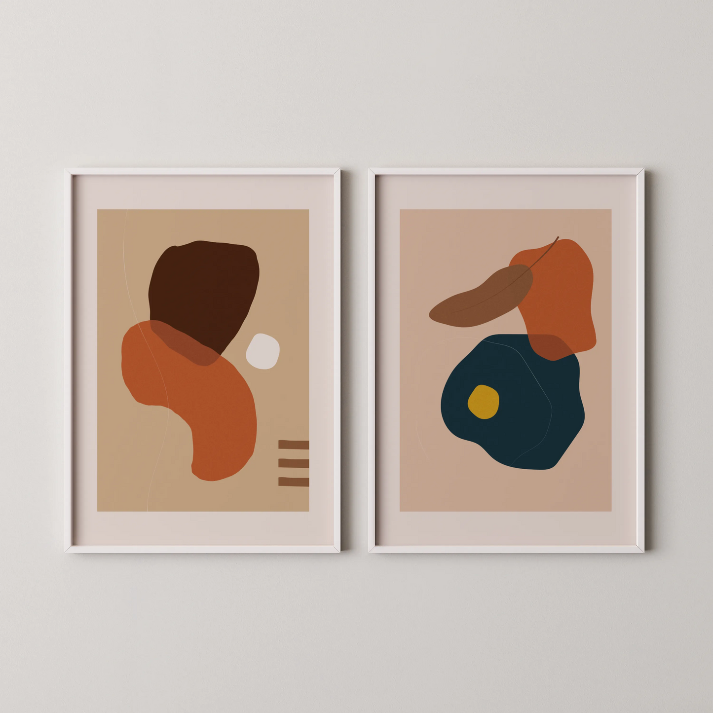 Modern Abstract, Set of 2, Mid Century Aesthetic Wall Art