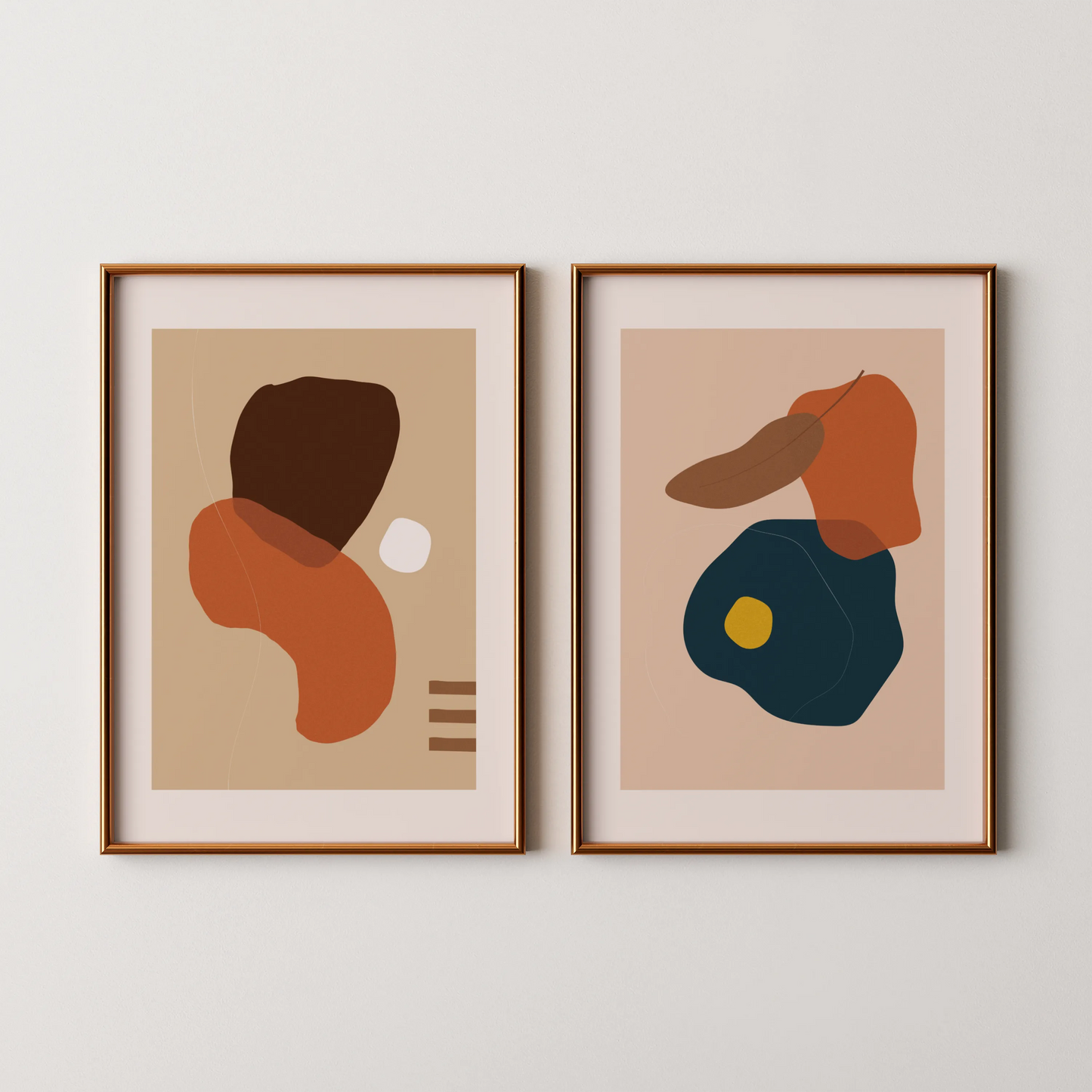 Modern Abstract, Set of 2, Mid Century Aesthetic Wall Art