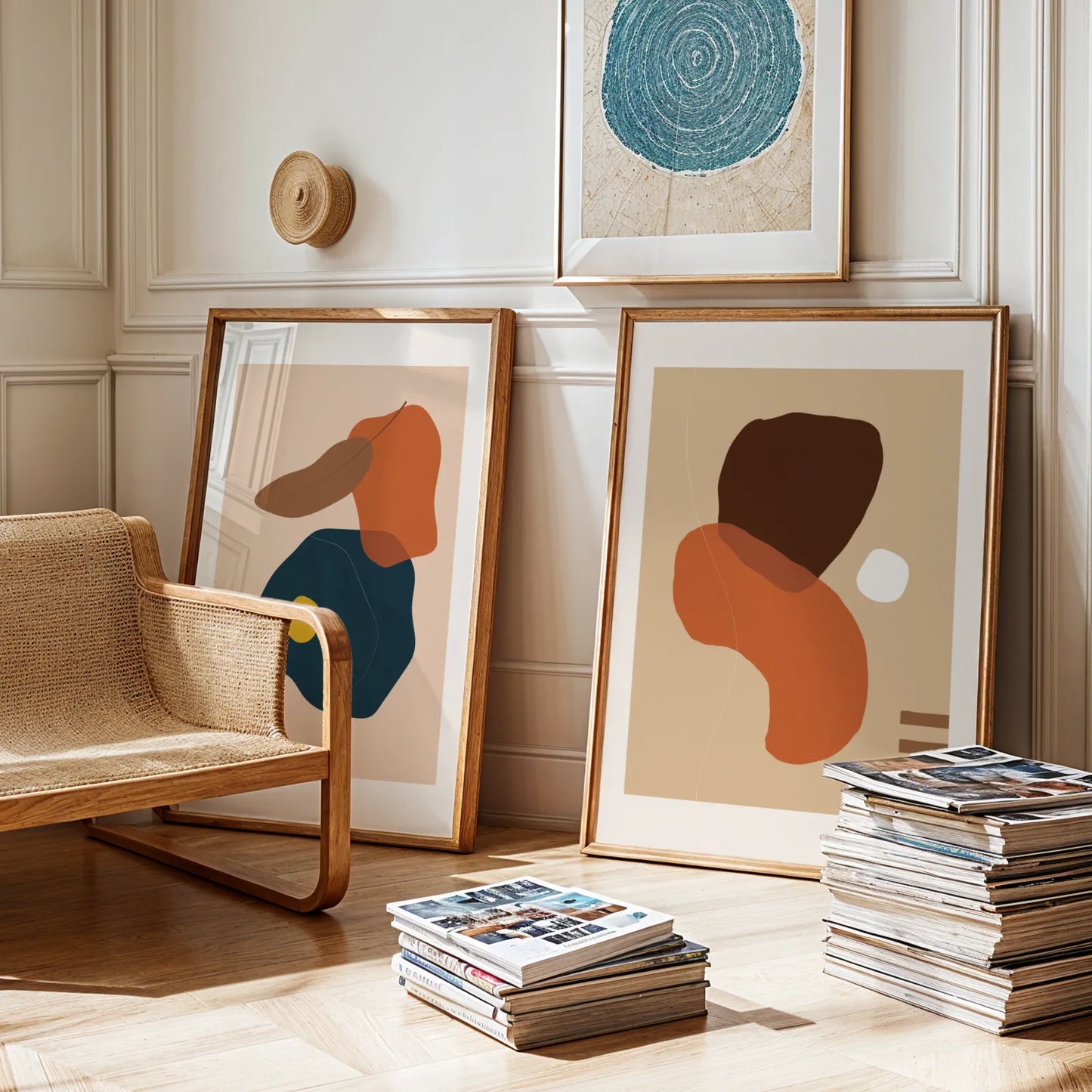 Modern Abstract, Set of 2, Mid Century Aesthetic Wall Art