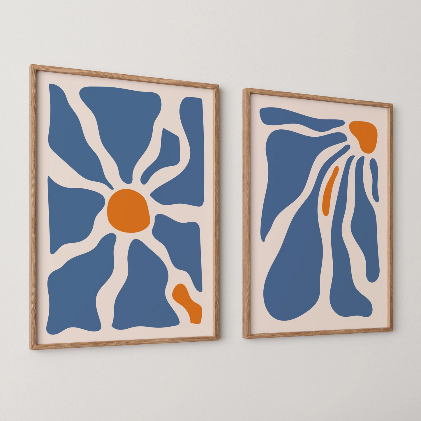 Modern Boheme FLower, Set of 2, Mid Century Aesthetic Wall Art
